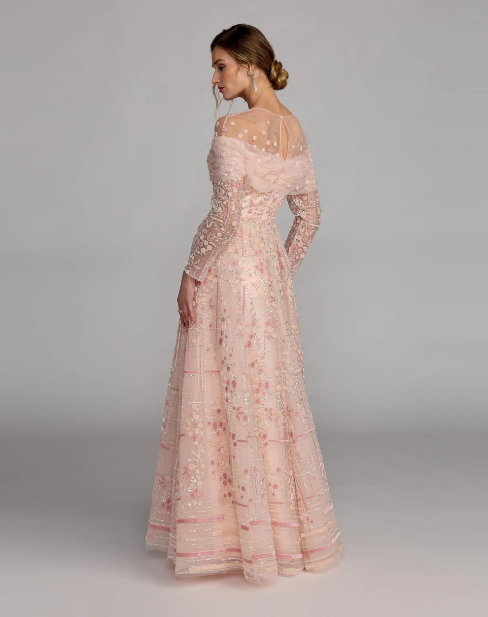 Mother of the Bride Dresses A Line Long Formal Long Sleeve Mother of the Bride Dress Mac Duggal 37119 Rose