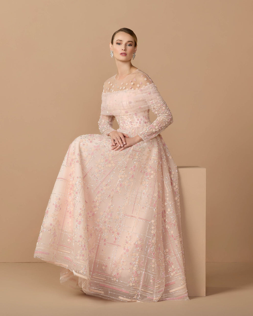 Mother of the Bride Dresses A Line Long Formal Long Sleeve Mother of the Bride Dress Mac Duggal 37119 Rose