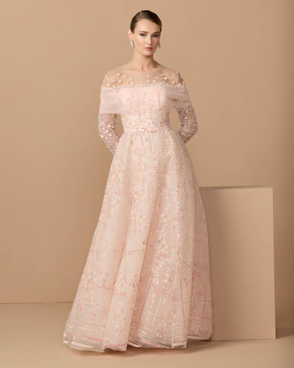 Mother of the Bride Dresses A Line Long Formal Long Sleeve Mother of the Bride Dress Mac Duggal 37119 Rose