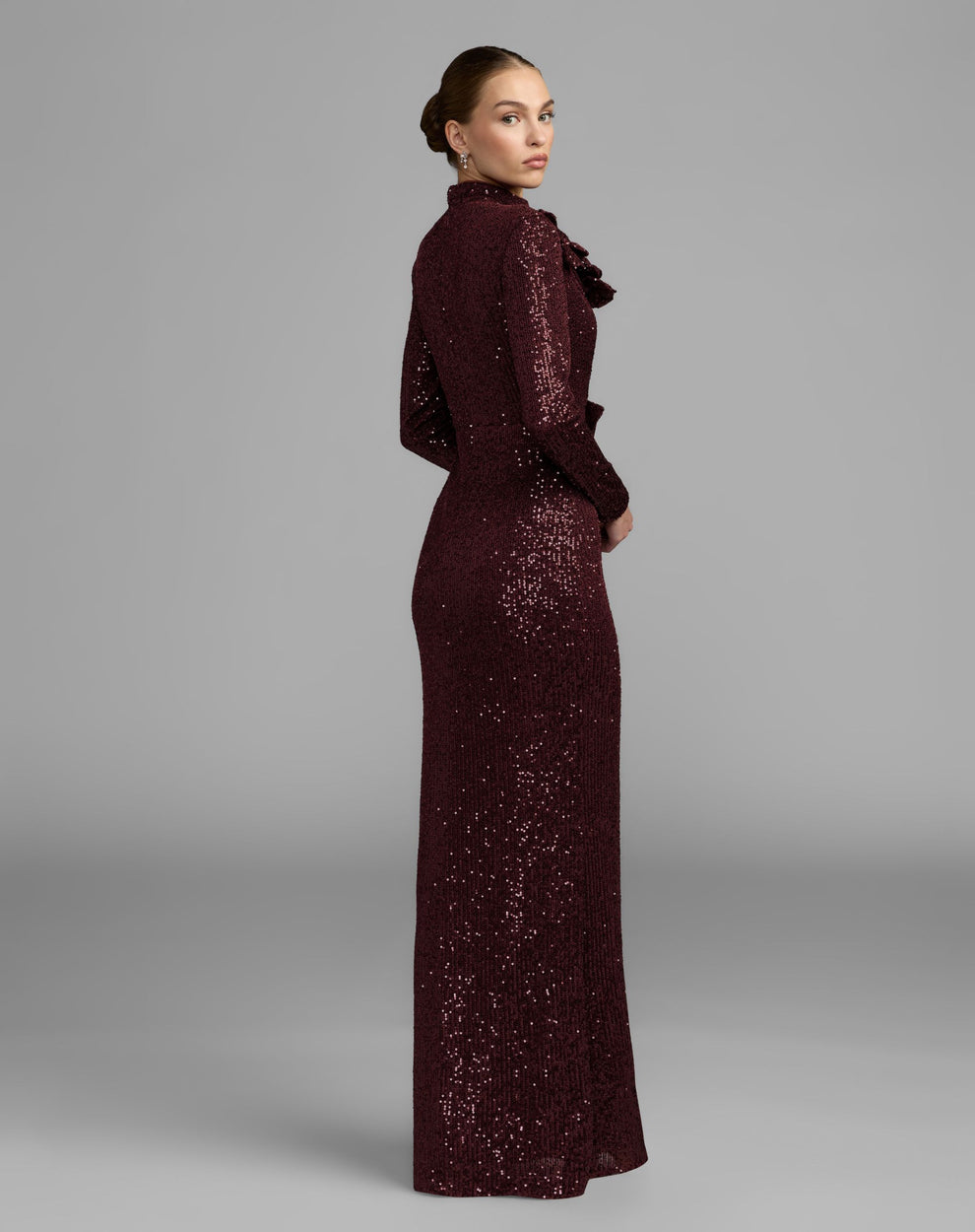 Crew/High-Neck Floor-Length Sequin Formal Mermaid Mac Duggal 37157