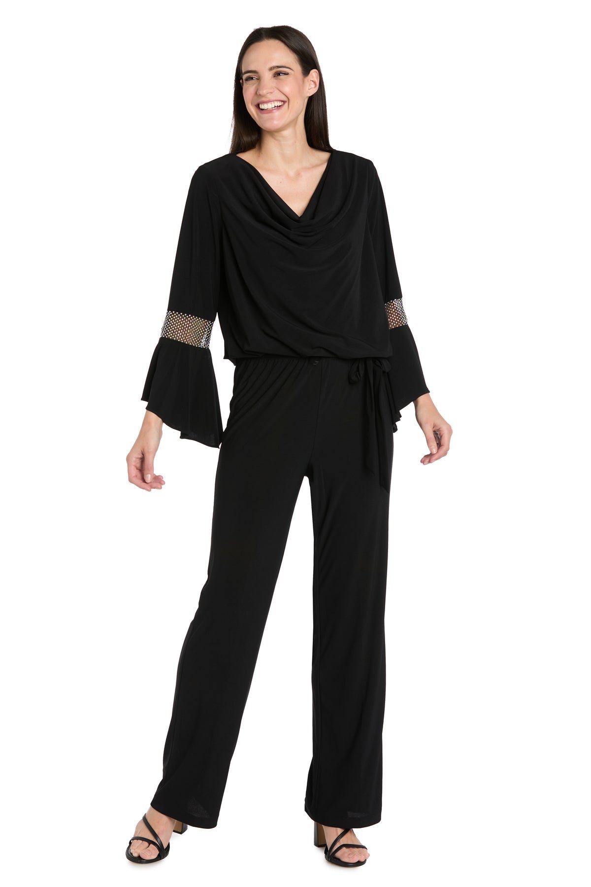 Top Long Ruffle Sleeve Top Black