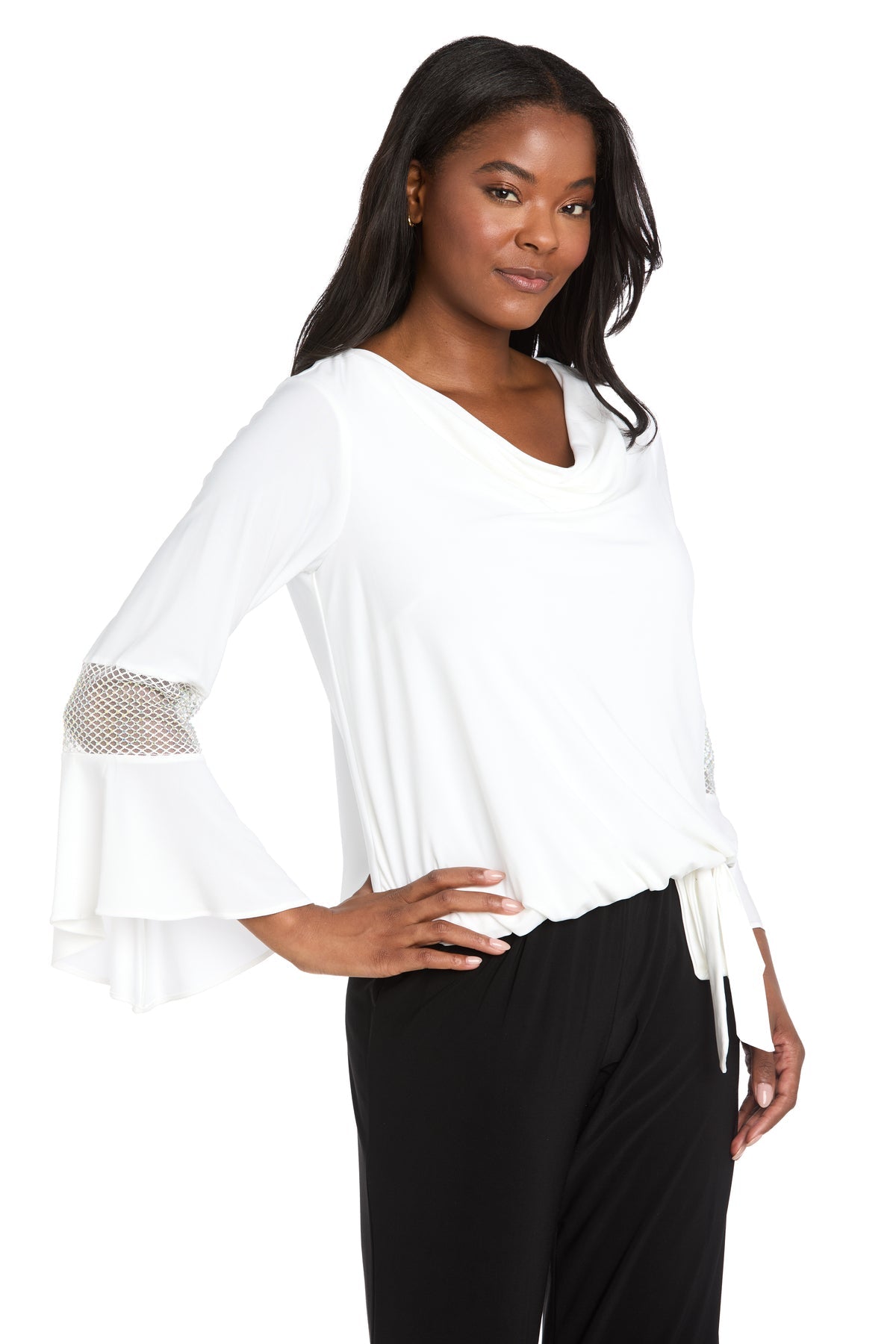Top Long Ruffle Sleeve Top Ivory