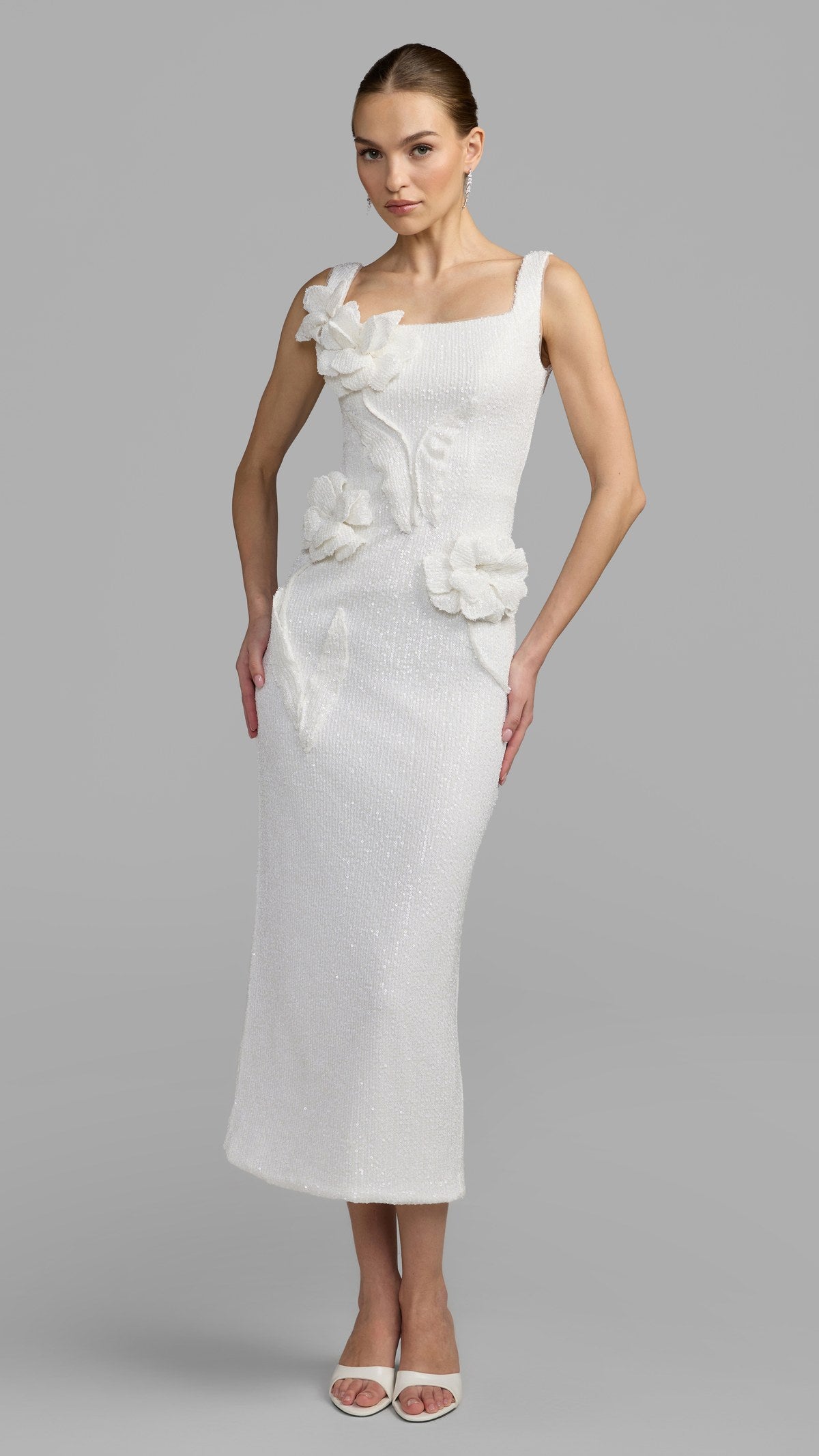 Mac Duggal style 37170 in Ivory, front view