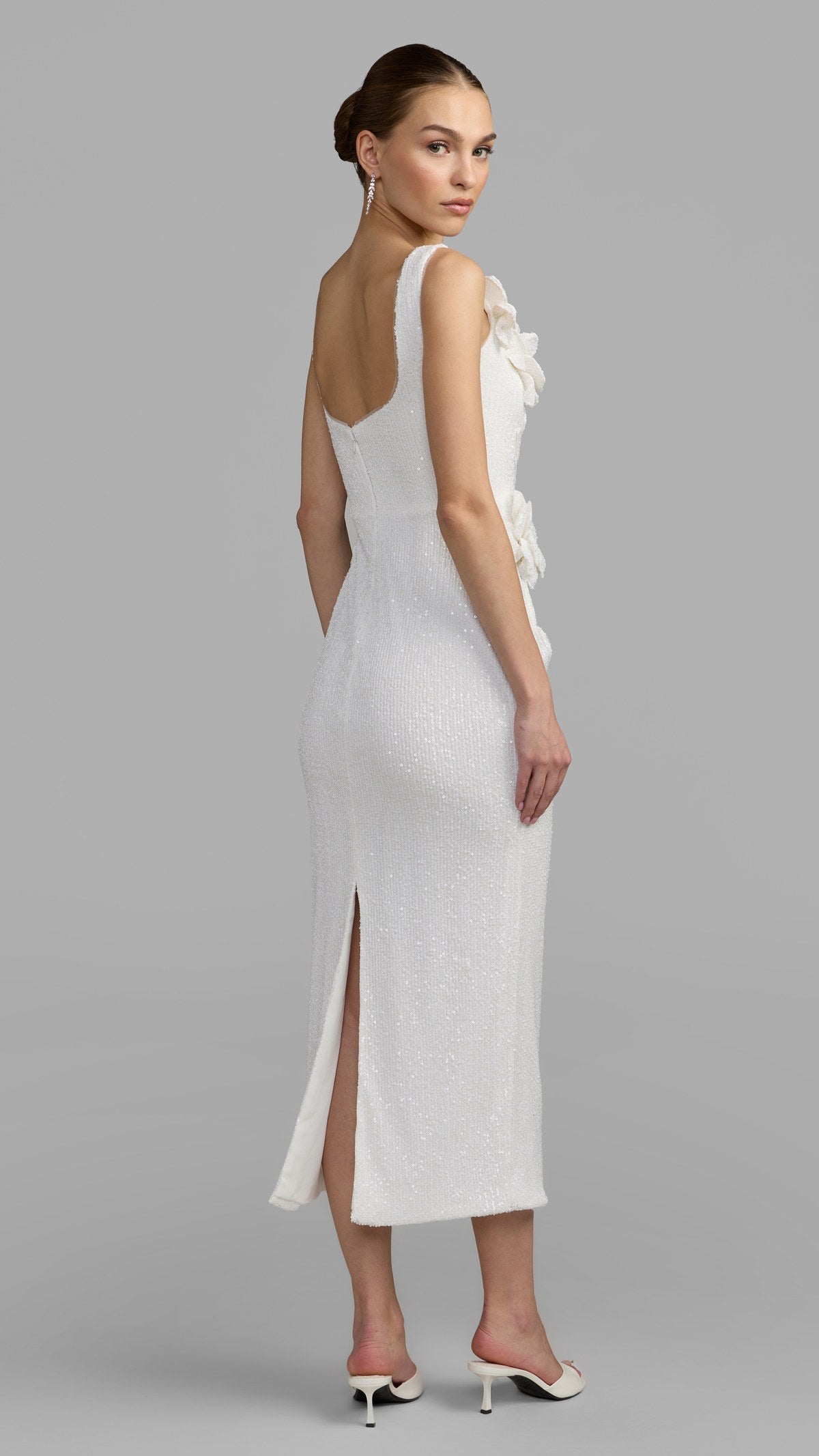 Mac Duggal style 37170 in Ivory, back view