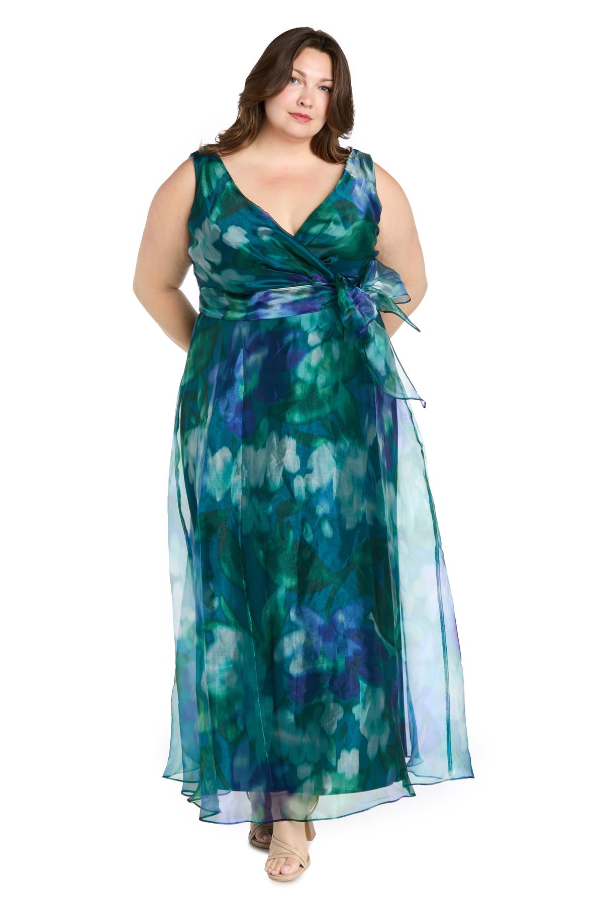 V-Neck Floor-Length Chiffon Formal A-Line R&M Richards 3723W
