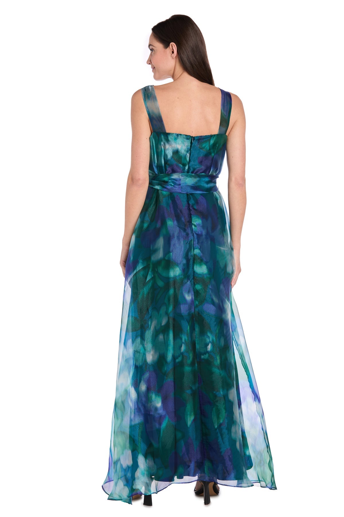 V-Neck Floor-Length Organza Formal A-Line R&M Richards 3723P