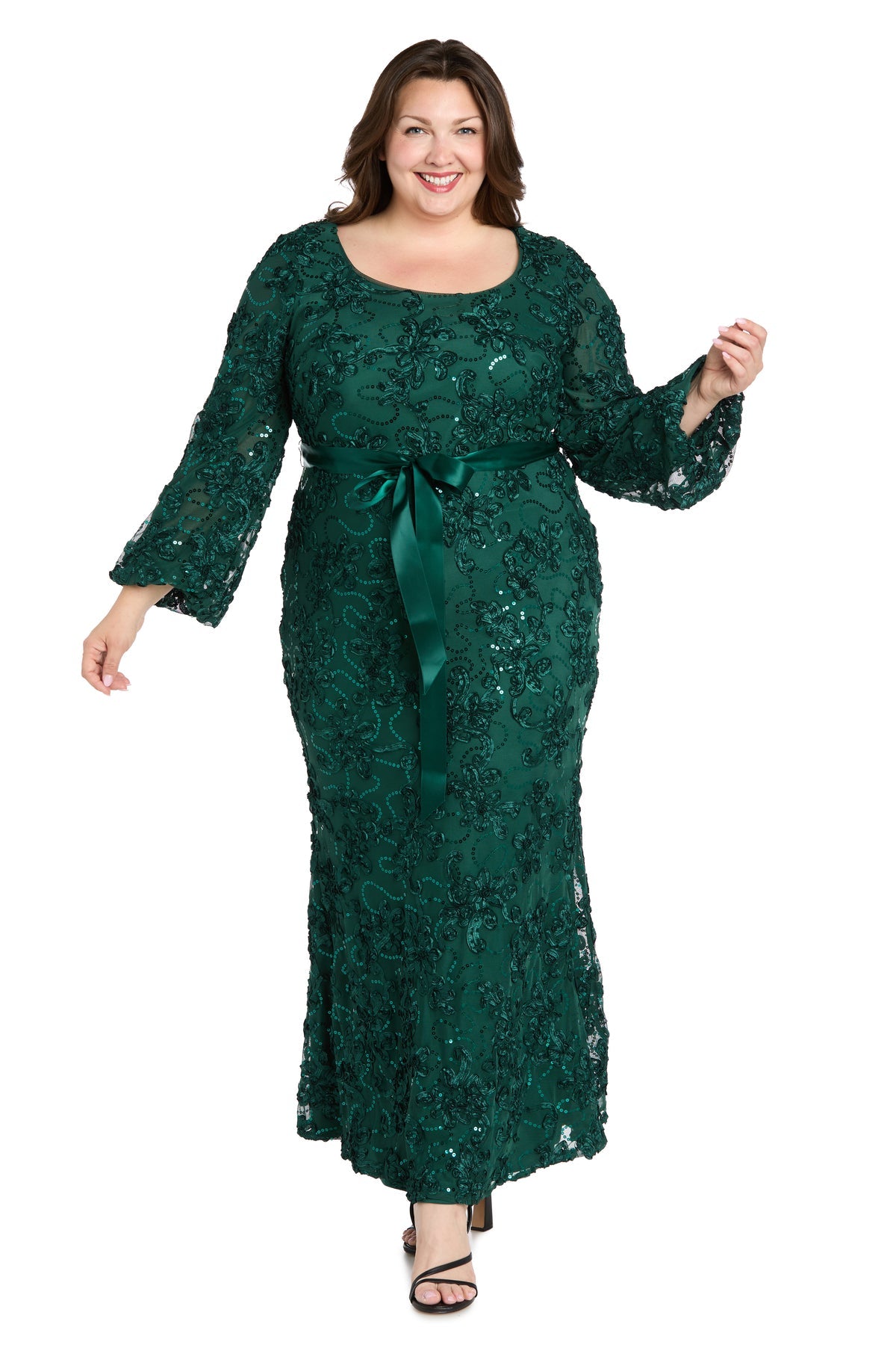 Plus Size Formal Dress Long Formal Floral Print Evening Plus Size Dress Hunter