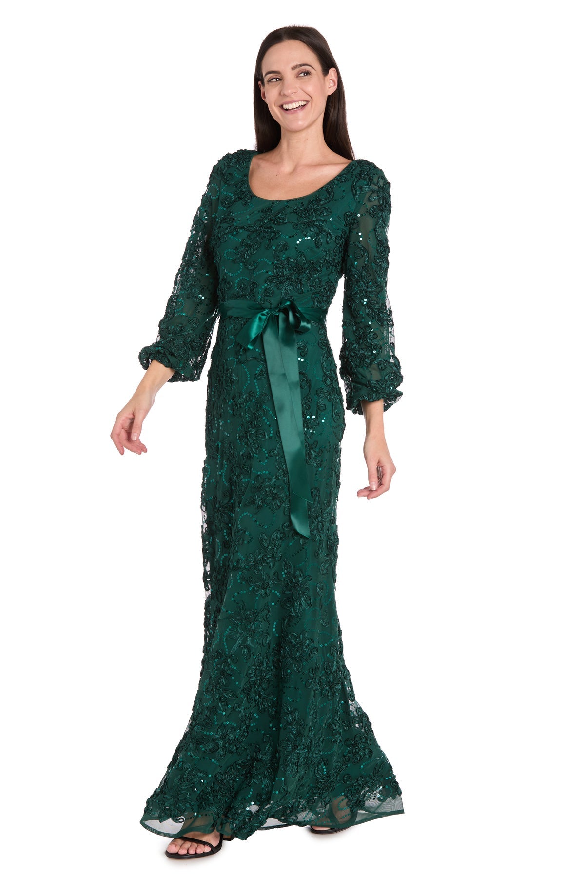 Mother of the Bride Dresses 3D Long Formal Floral Evening Dress Hunter