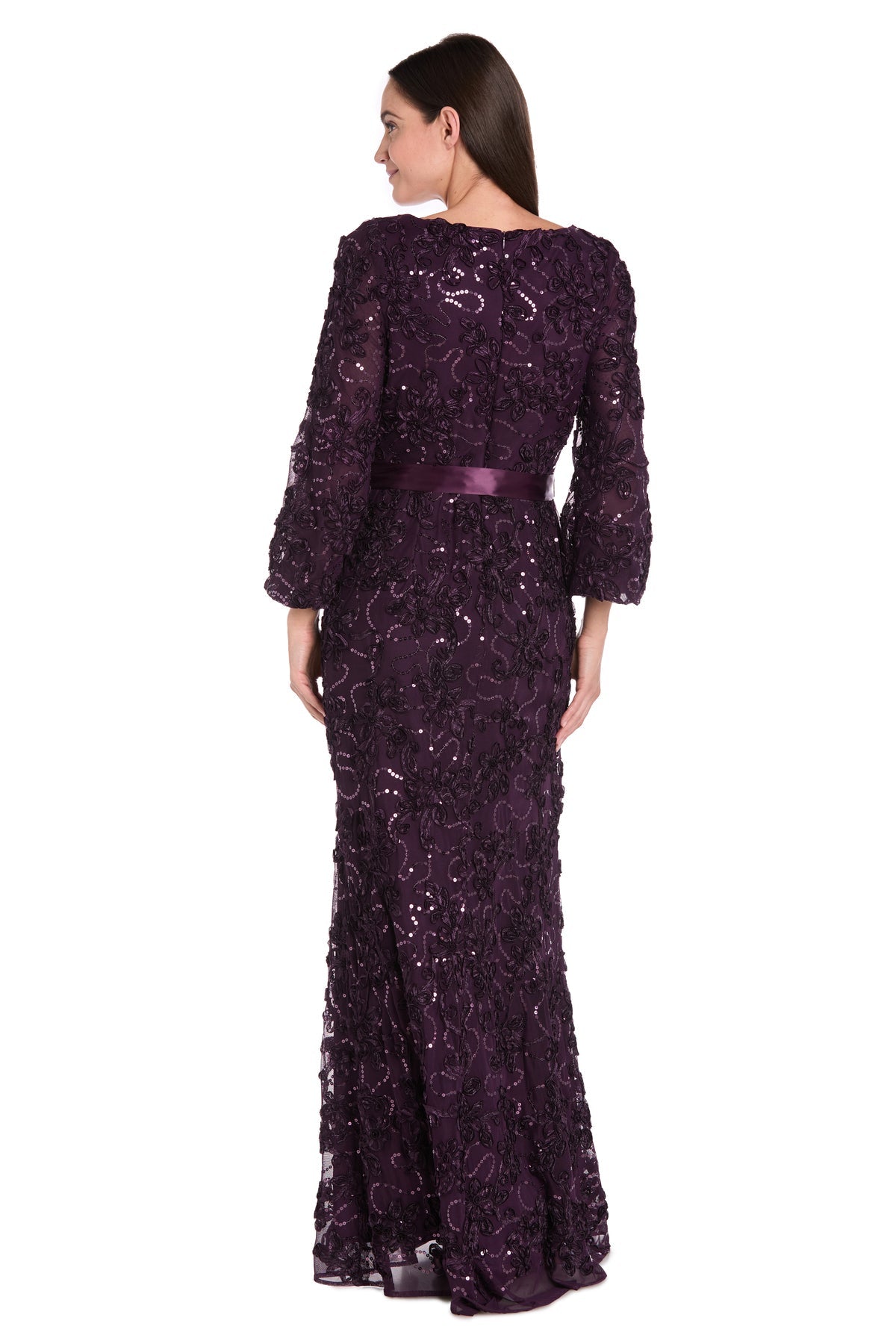 Mother of the Bride Dresses 3D Long Formal Floral Evening Dress Plum