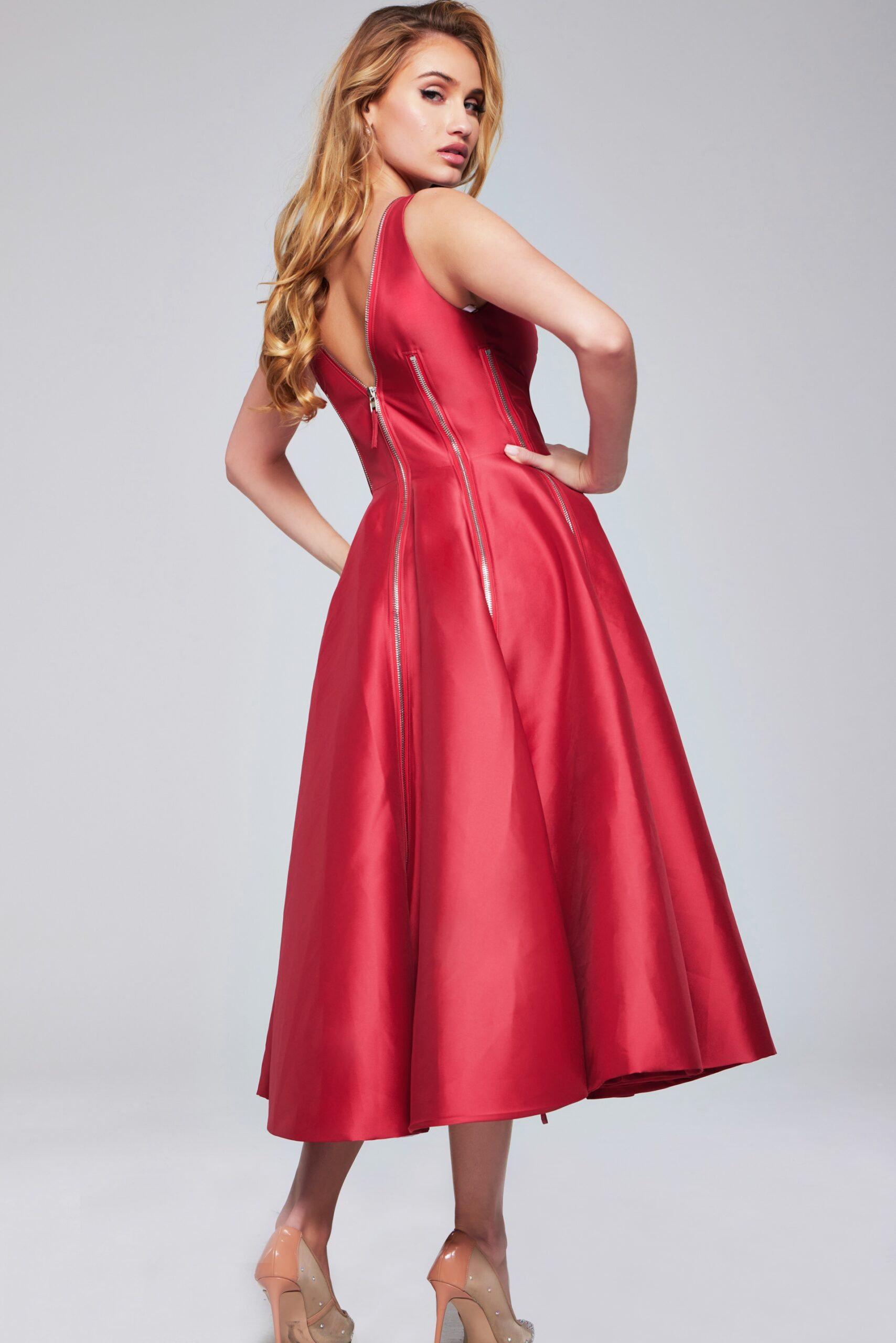 Cocktail Dresses Short Cocktail Midi Length Dress Red