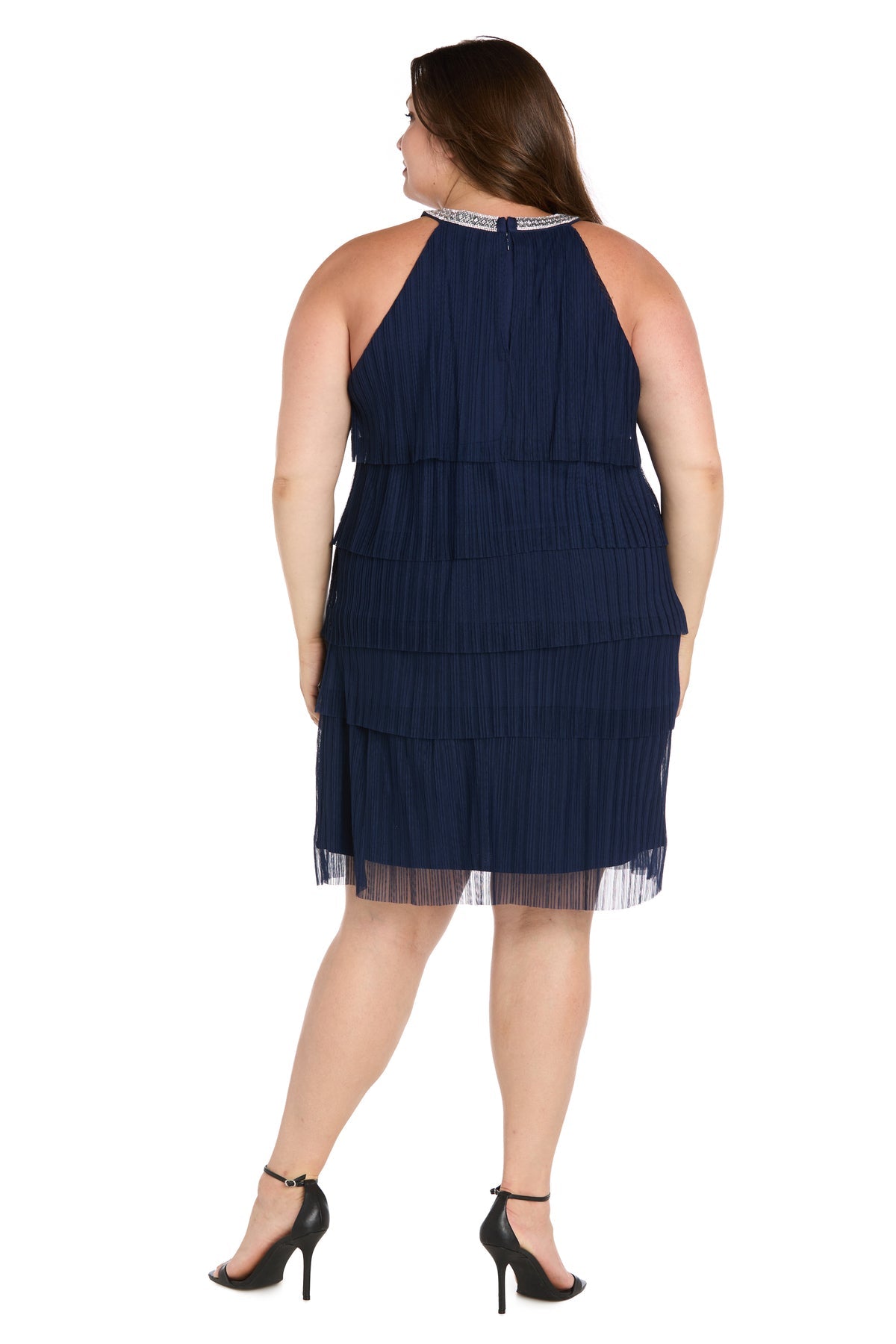 Plus Size Formal Dresses Homecoming Short Ruffle Cocktail Plus Size Dress Navy