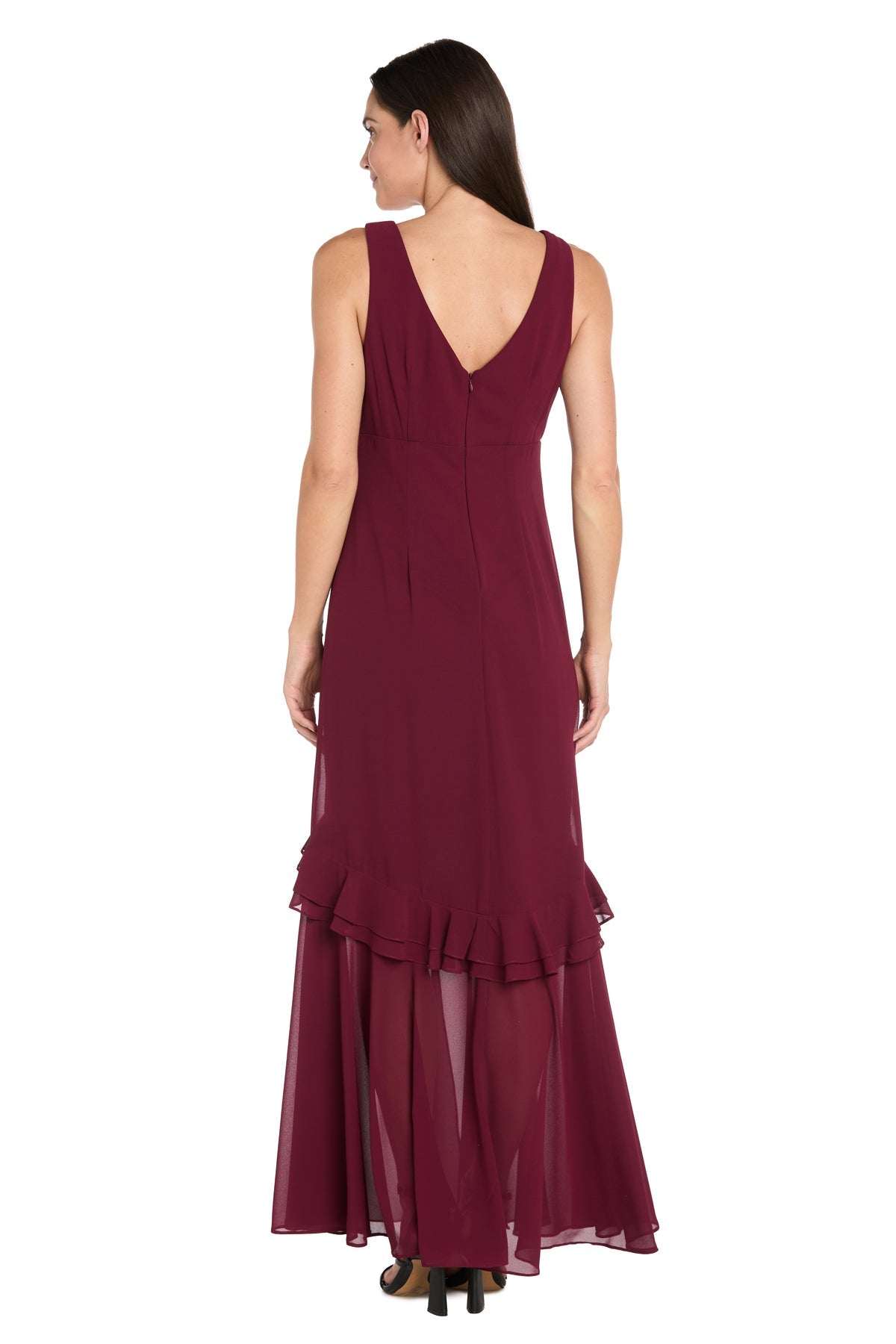 Formal Dresses Cape Ruffle Midi Cocktail Dress Wine