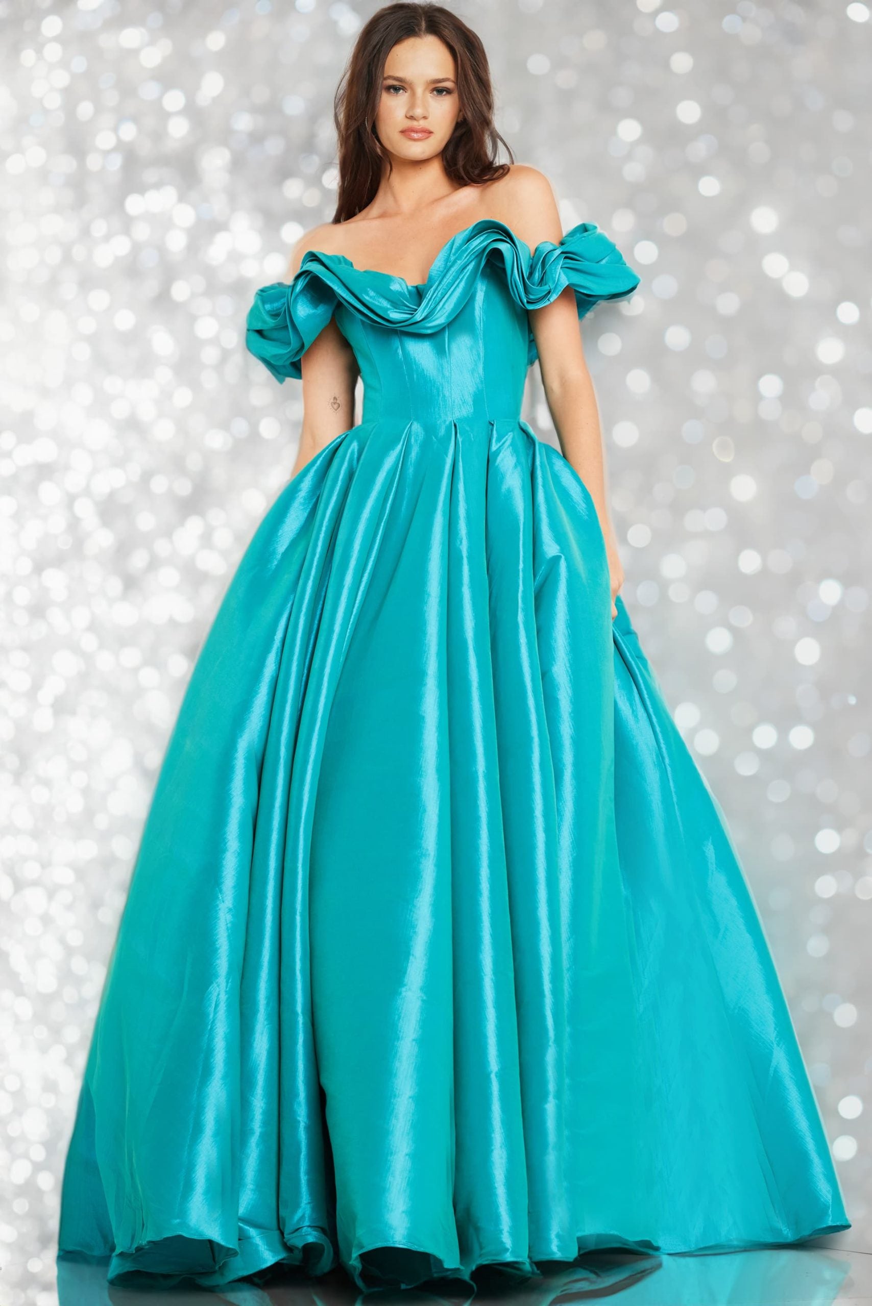 Prom Dresses Pleated Long Ball Gown Prom Formal Dress Aqua