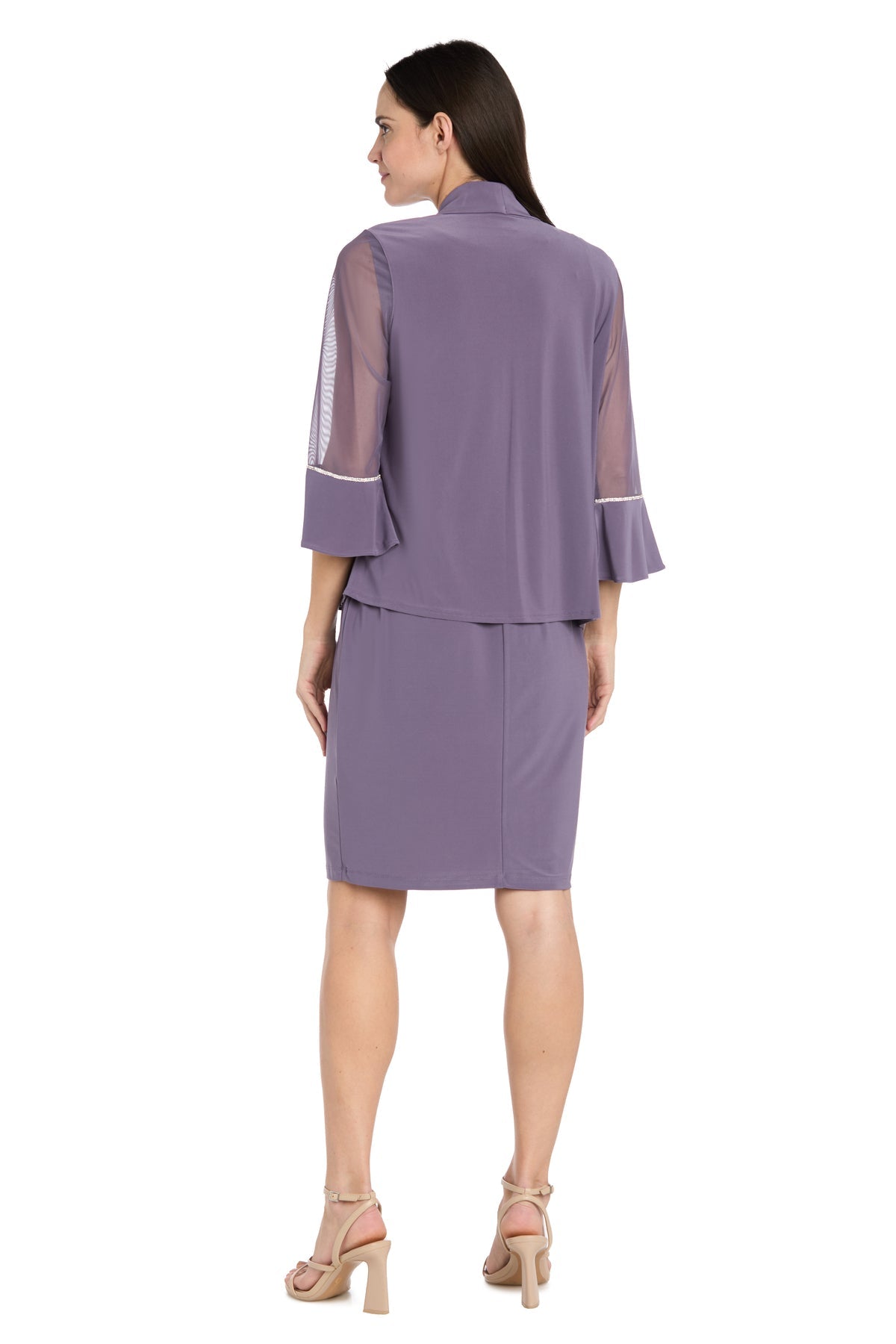 Scoop Neck Knee-Length Chiffon Cocktail Dress by R&M Richards 3747 in Dusty Orchid