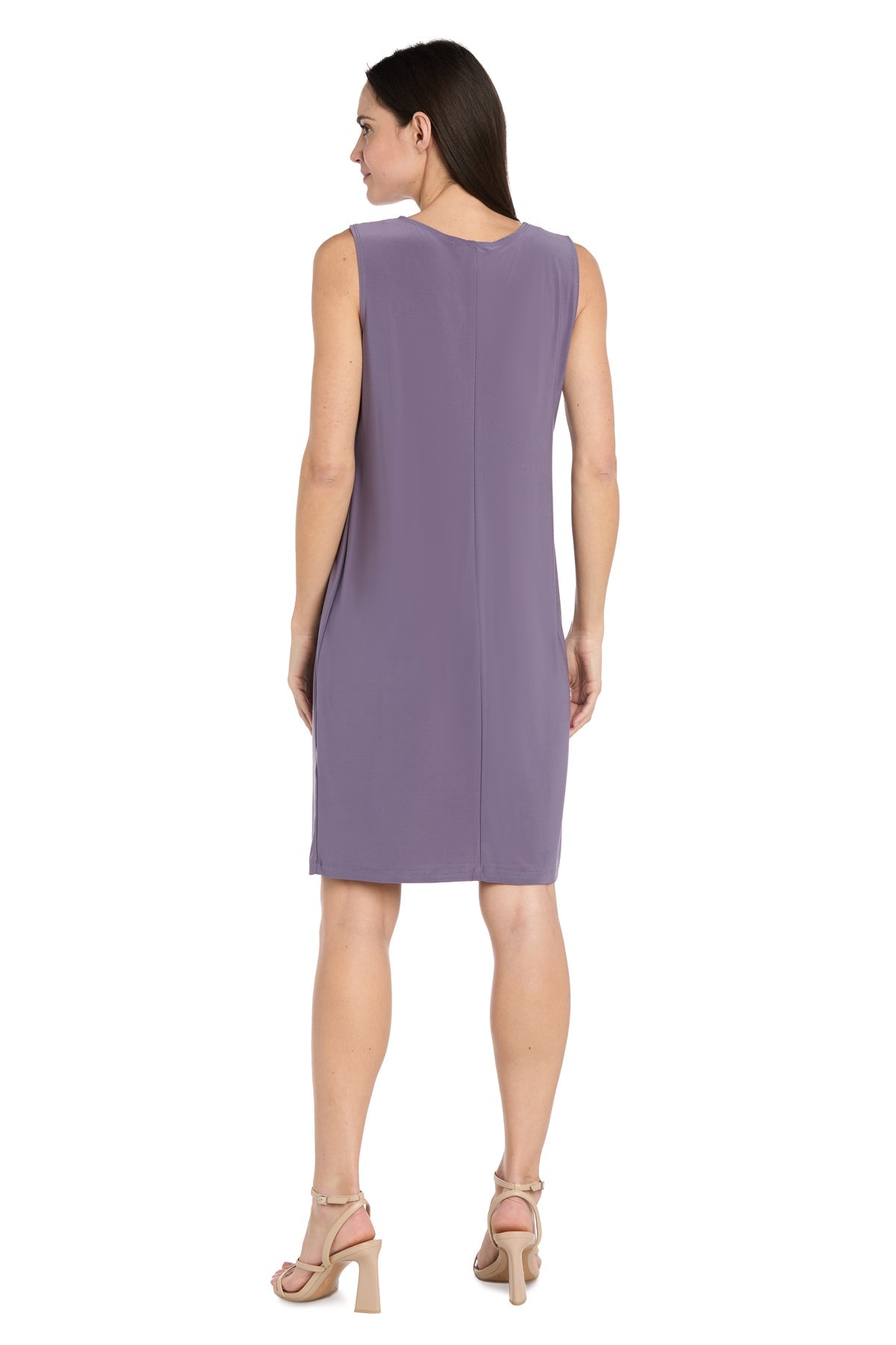 Scoop Neck Knee-Length Chiffon Cocktail Dress by R&M Richards 3747 in Dusty Orchid