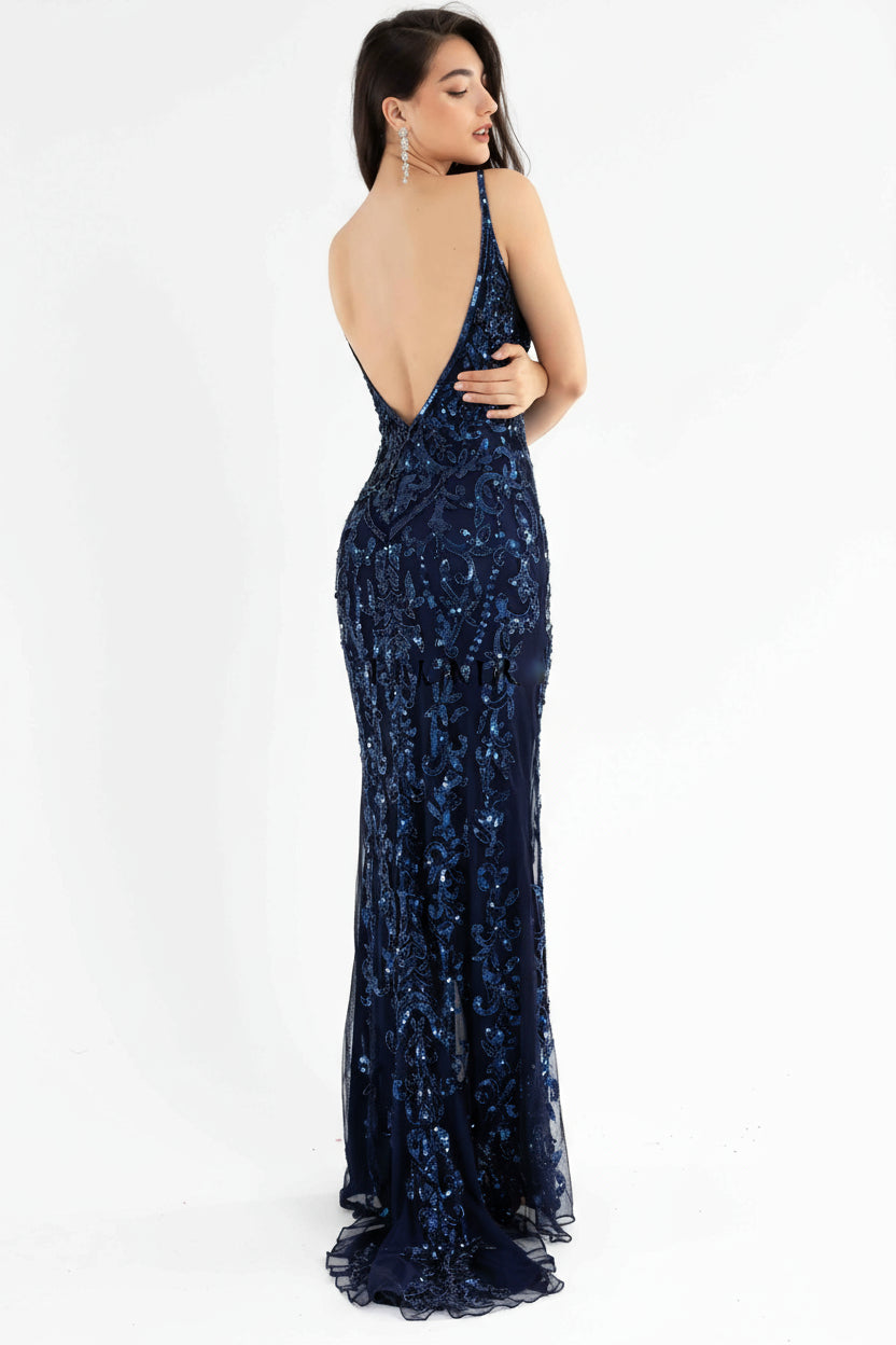 Prom Dresses Formal Long Prom Fitted Dress Midnight