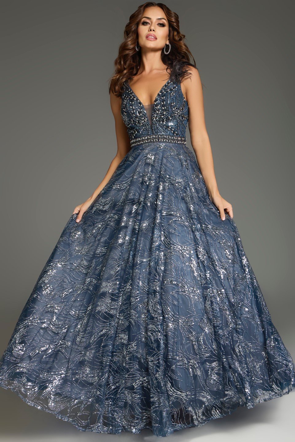 Formal Dresses Long A Line Beaded Formal Evening Dress Gunmetal
