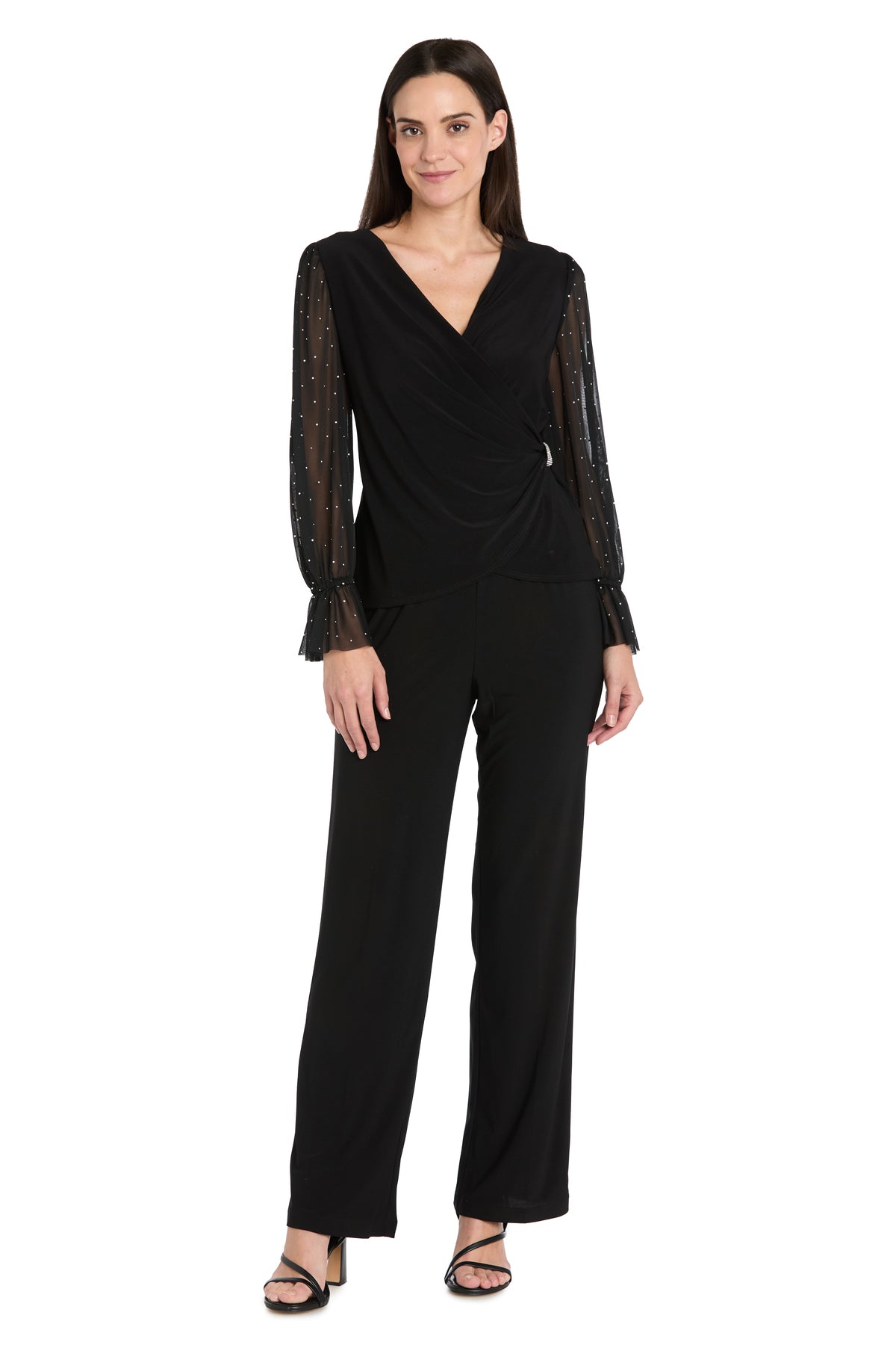 Top Beaded Long Sleeve Top Black
