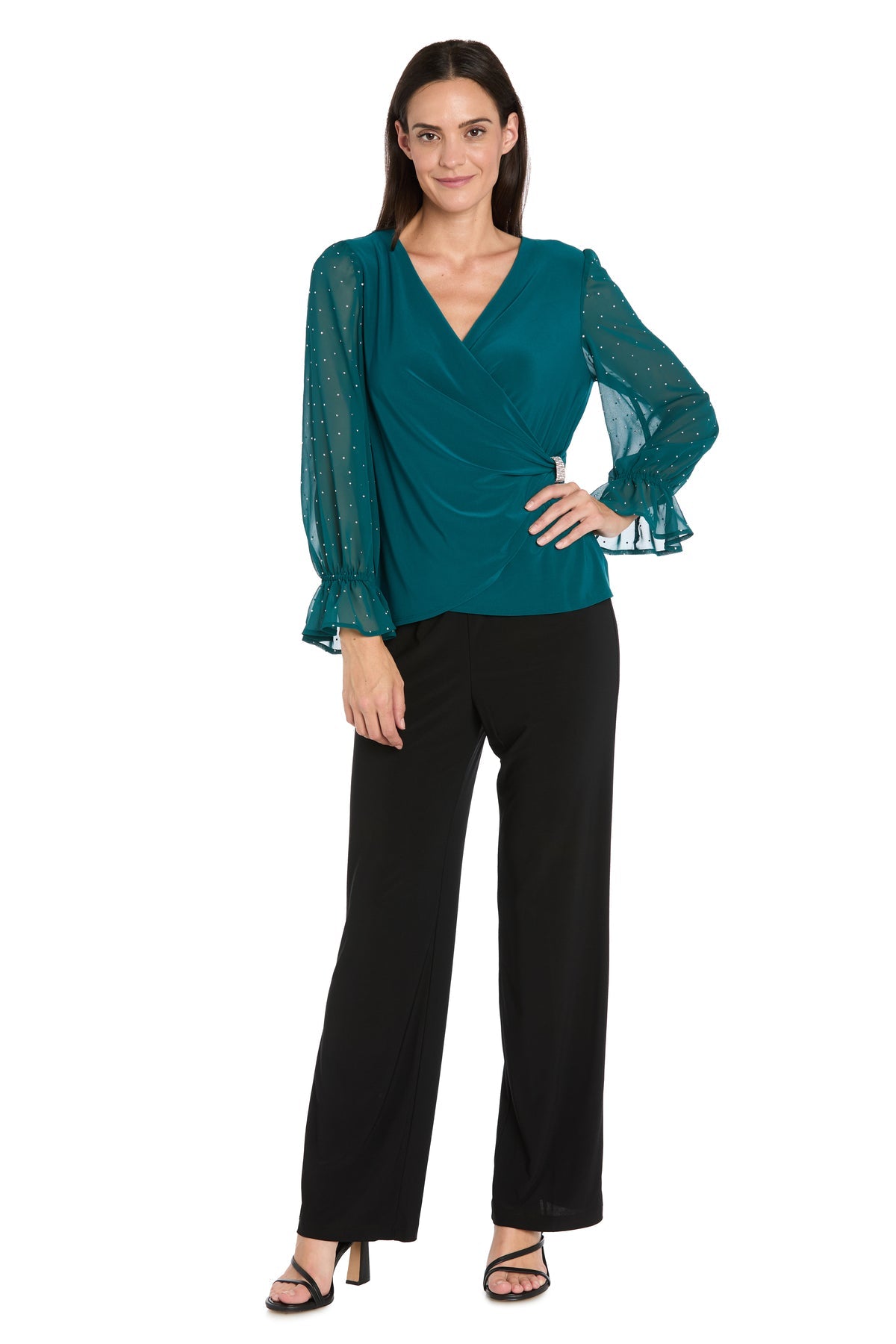 Top Beaded Long Sleeve Top Emerald