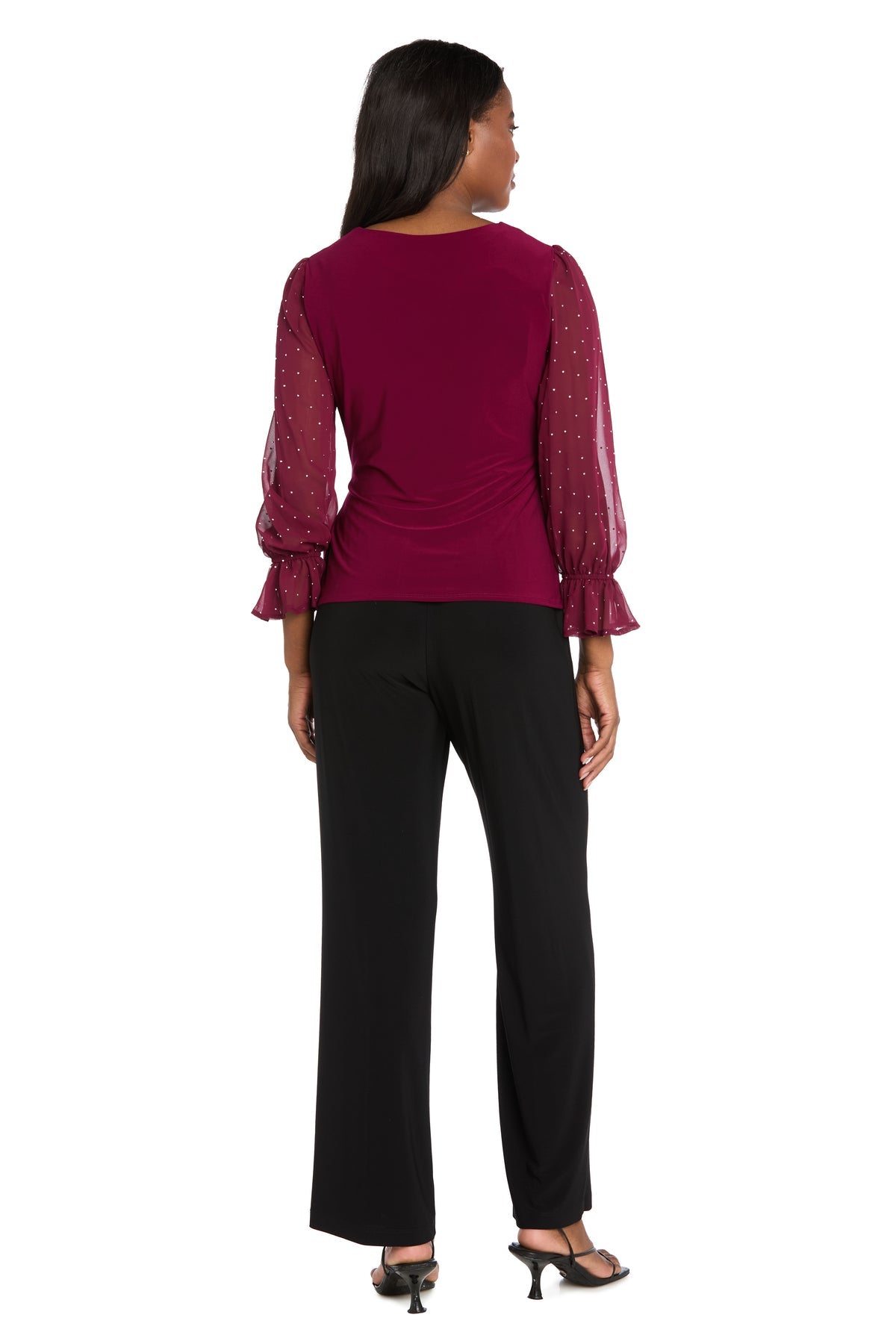 Top Beaded Long Sleeve Top Merlot