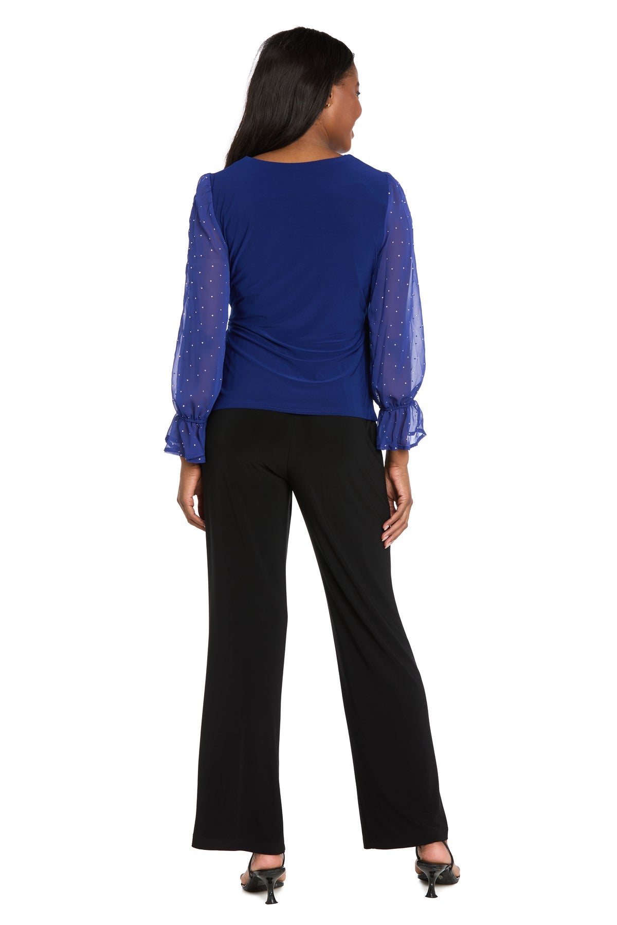 Top Beaded Long Sleeve Top Royal