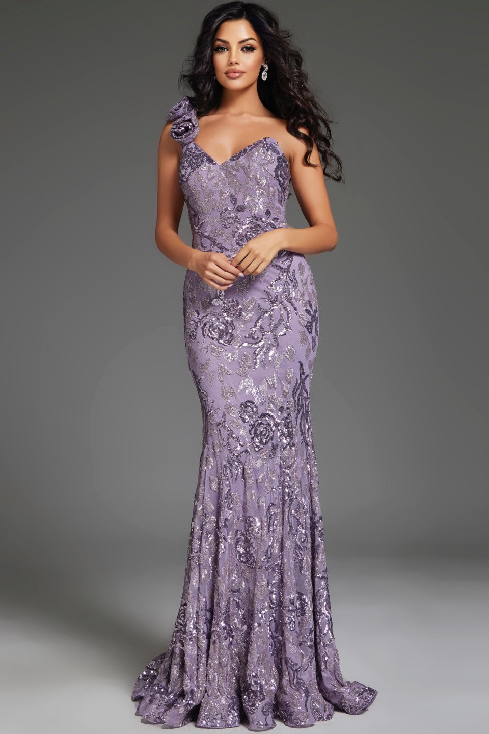 Prom Dresses Long Fitted Floral Formal Prom Dress Lavender