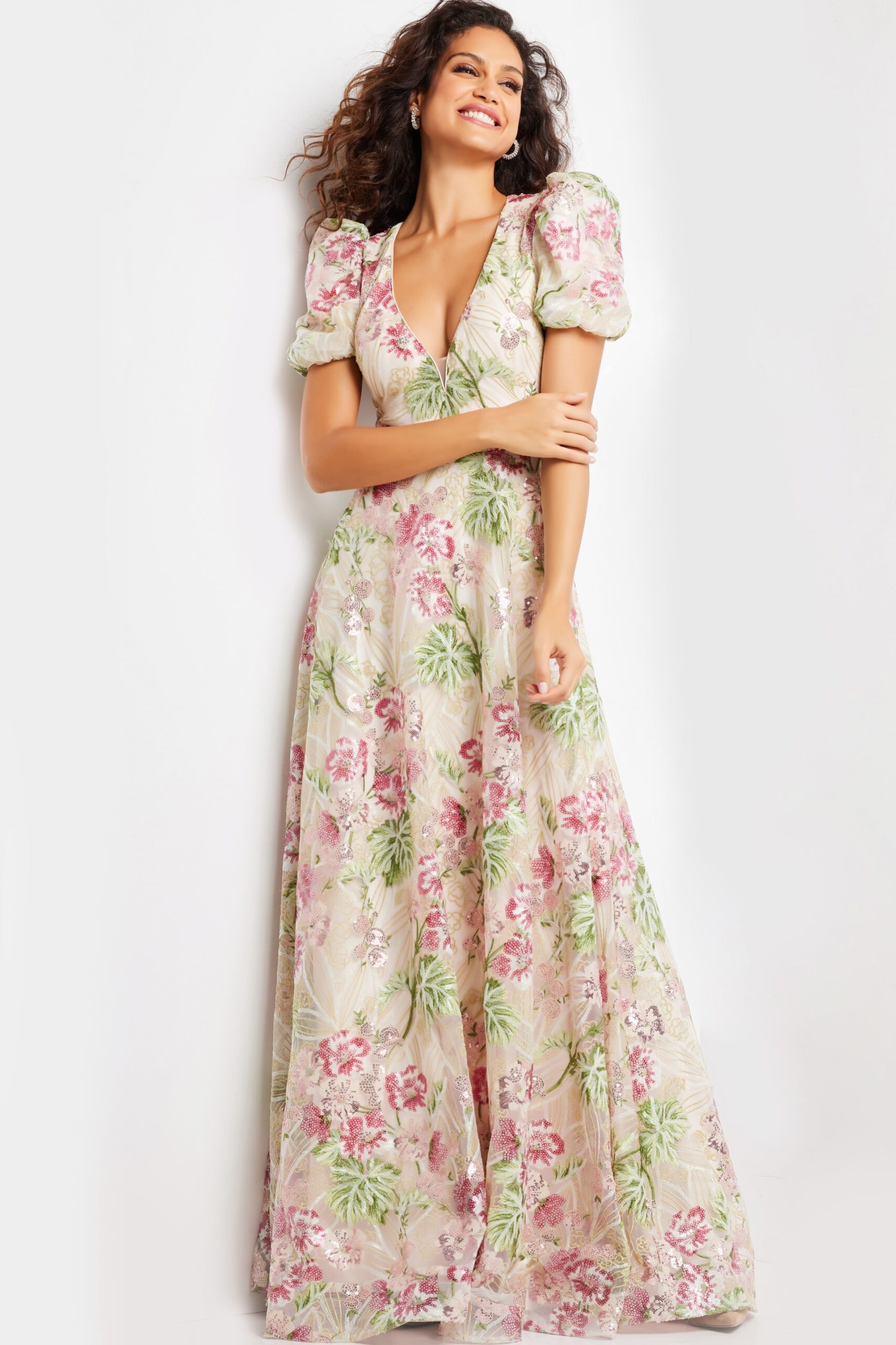 Formal Dresses Floral Print Long A Line Formal Evening Dress Multi