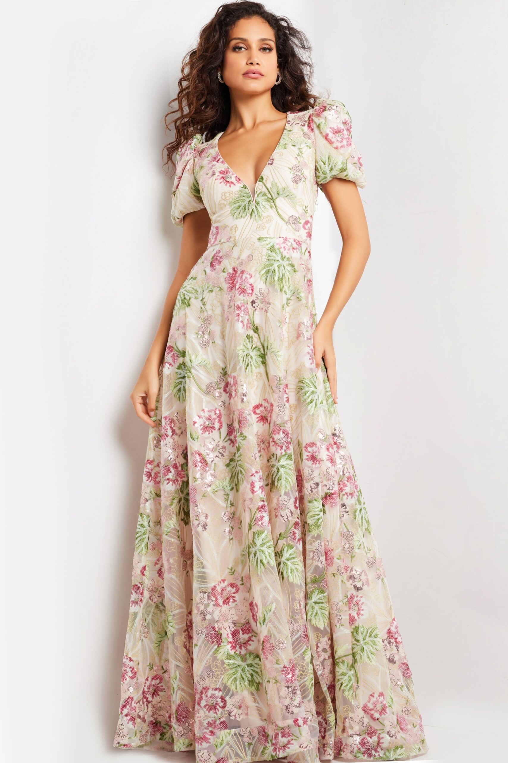 Formal Dresses Floral Print Long A Line Formal Evening Dress Multi