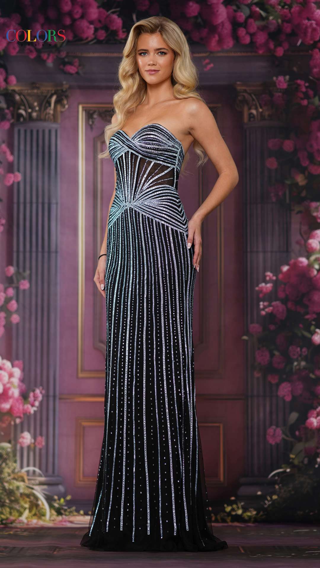 Prom Dresses Long Formal Beaded Fitted A Line Prom Dress Black Blue