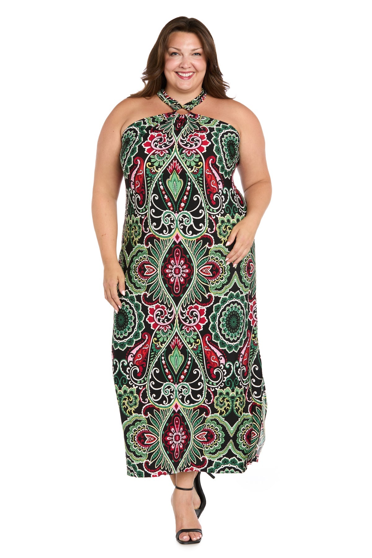 Plus Size Formal Dresses Long Formal Print Plus Size Dress Black/Multi