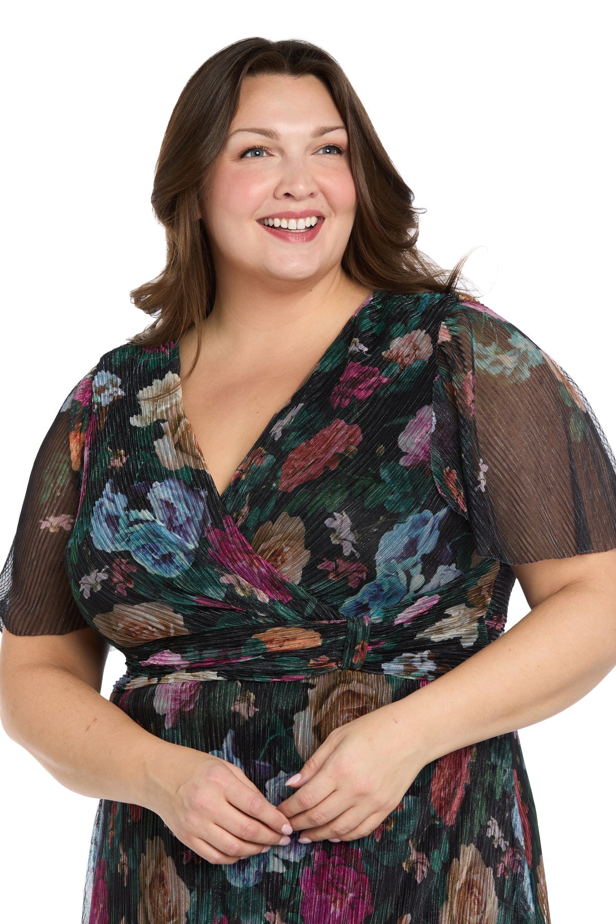 Plus Size Dresses A Line Long Formal Mother of the Bride Plus Size Dress R&M Richards 3783W Black/Multi