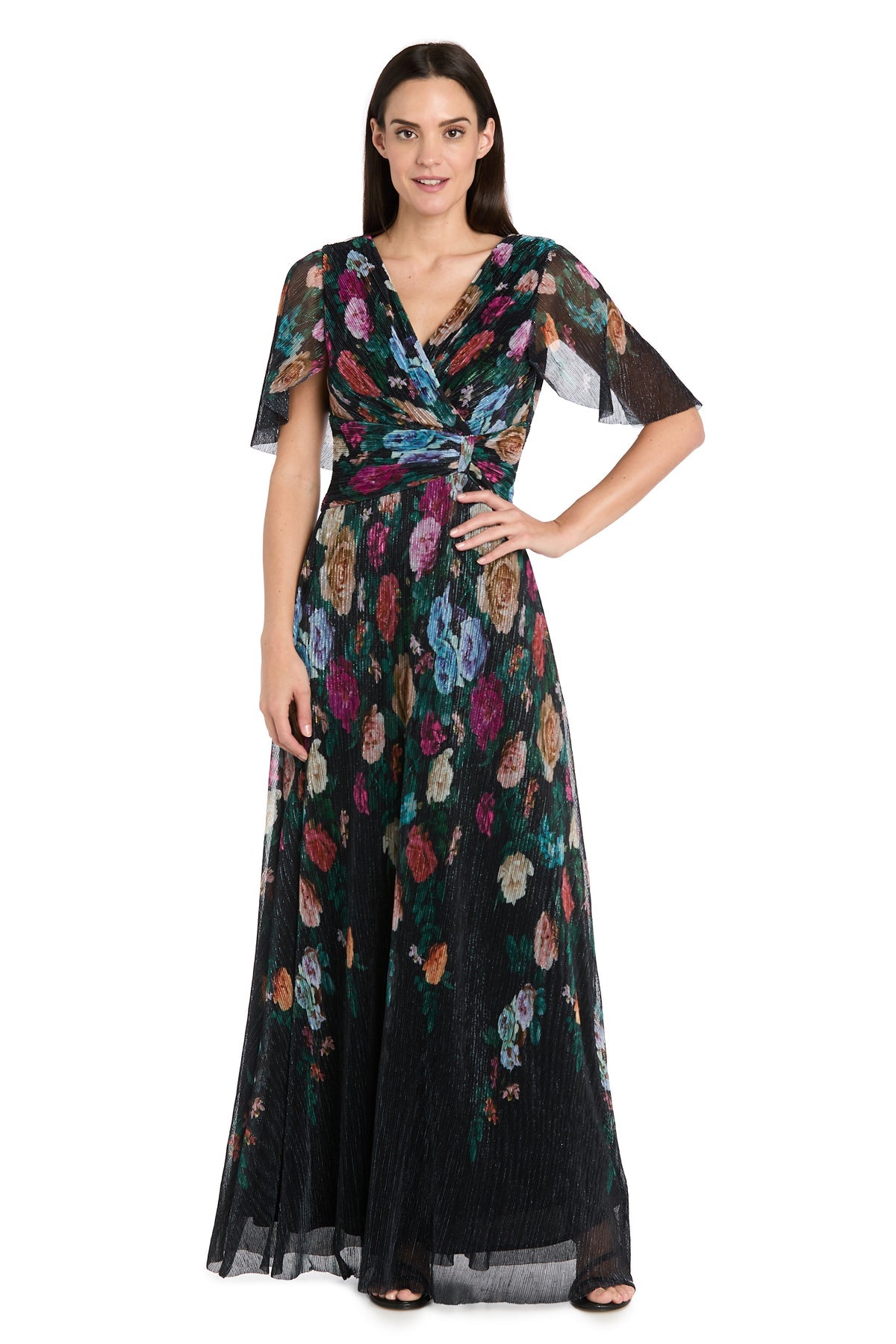 Mother of the Bride Dresses Formal Long A Line Mother of the Bride Dress R&M Richards 3783P Black/Multi