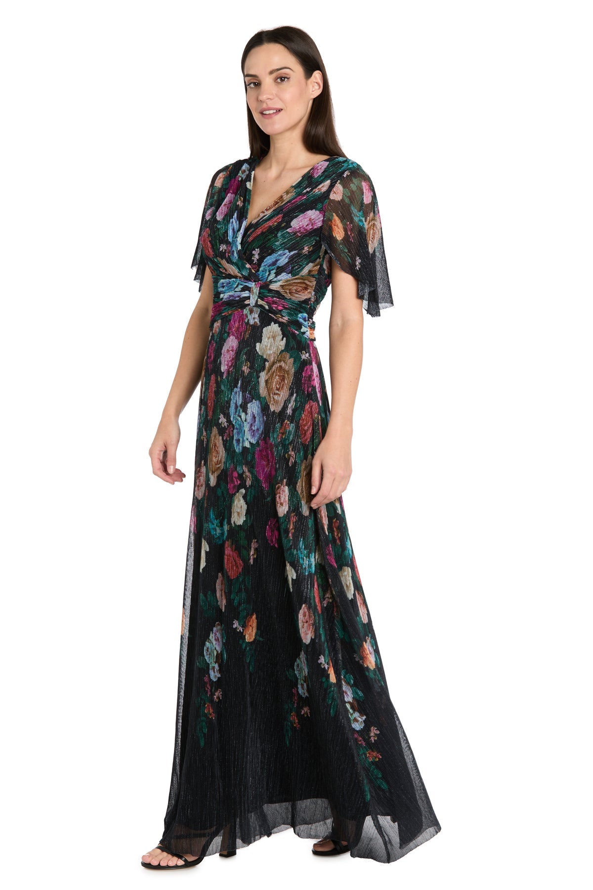 Mother of the Bride Dresses Long Formal A Line Mother of the Bride Dress R&M Richards 3783 Black/Multi