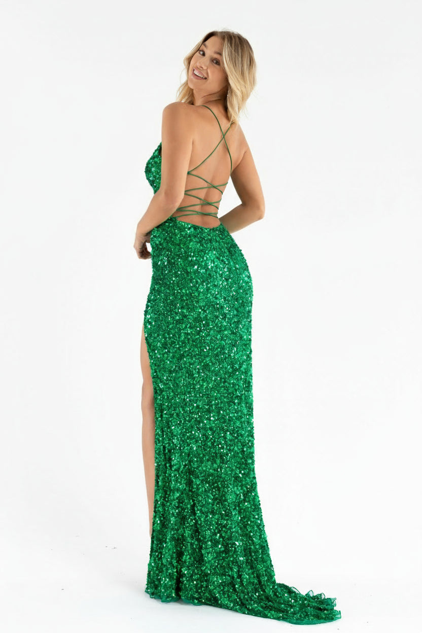 Prom Dresses Prom Long Formal Sequin Dress Emerald
