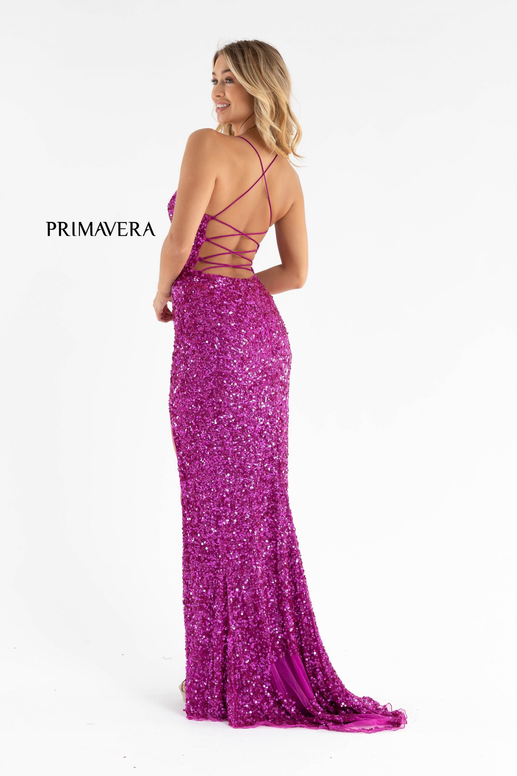 Prom Dresses Prom Long Formal Sequin Dress Fushia