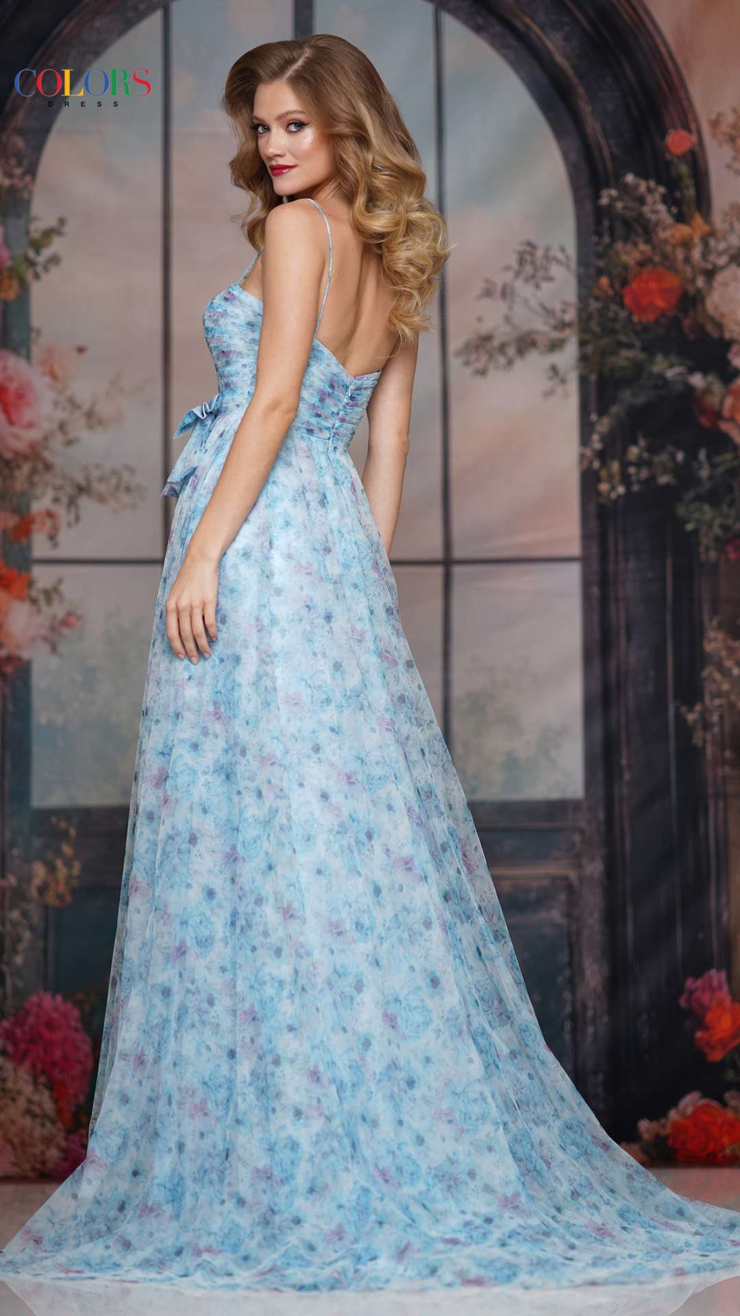Prom Dresses Long Formal Print A Line Prom Dress Blue