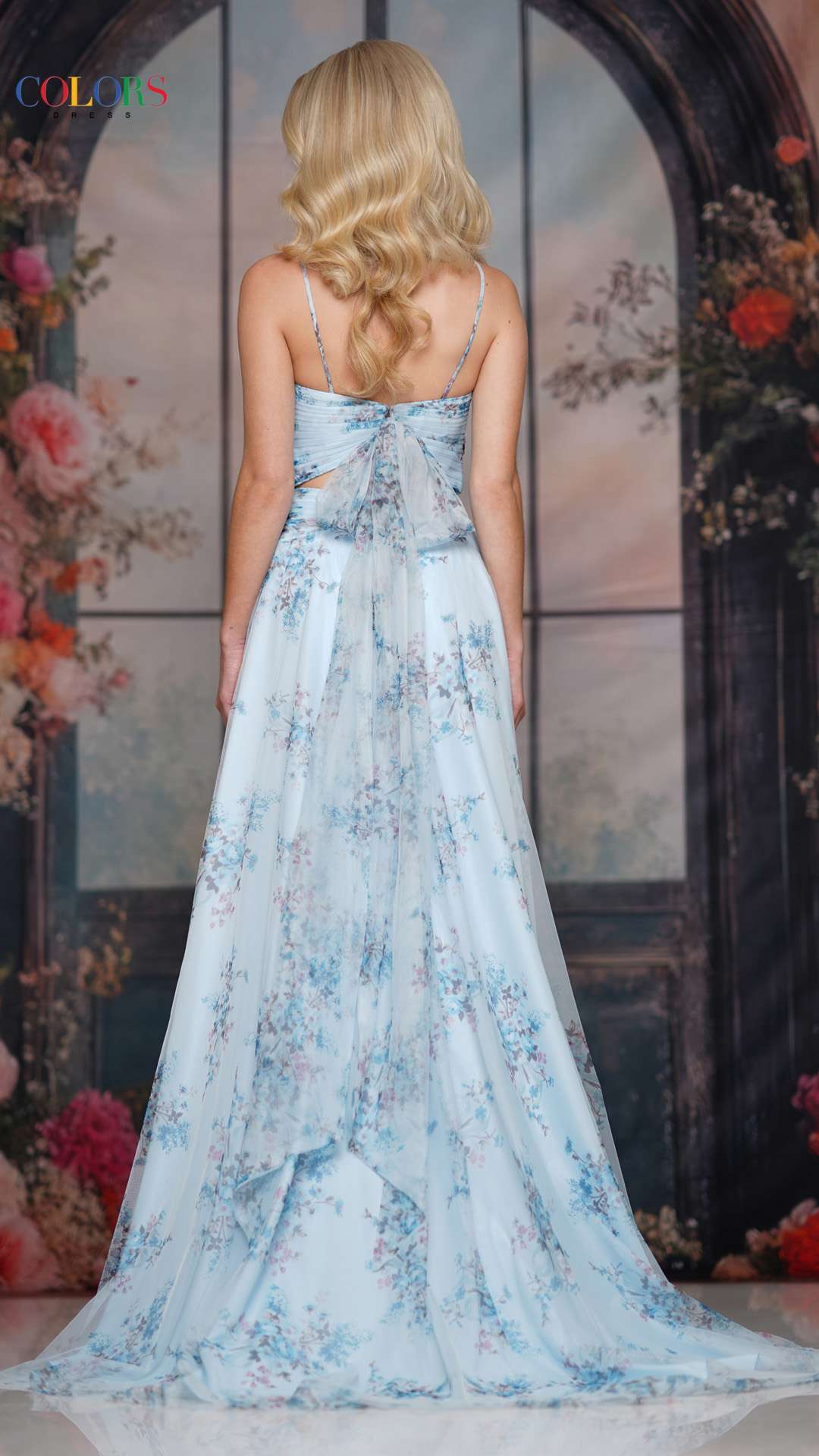 Prom Dresses Print A Line Long Formal Prom Dress Blue Multi