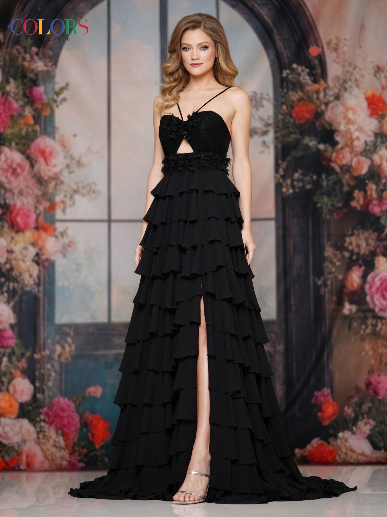 Prom Dresses Floral Long Formal Prom Dress Black