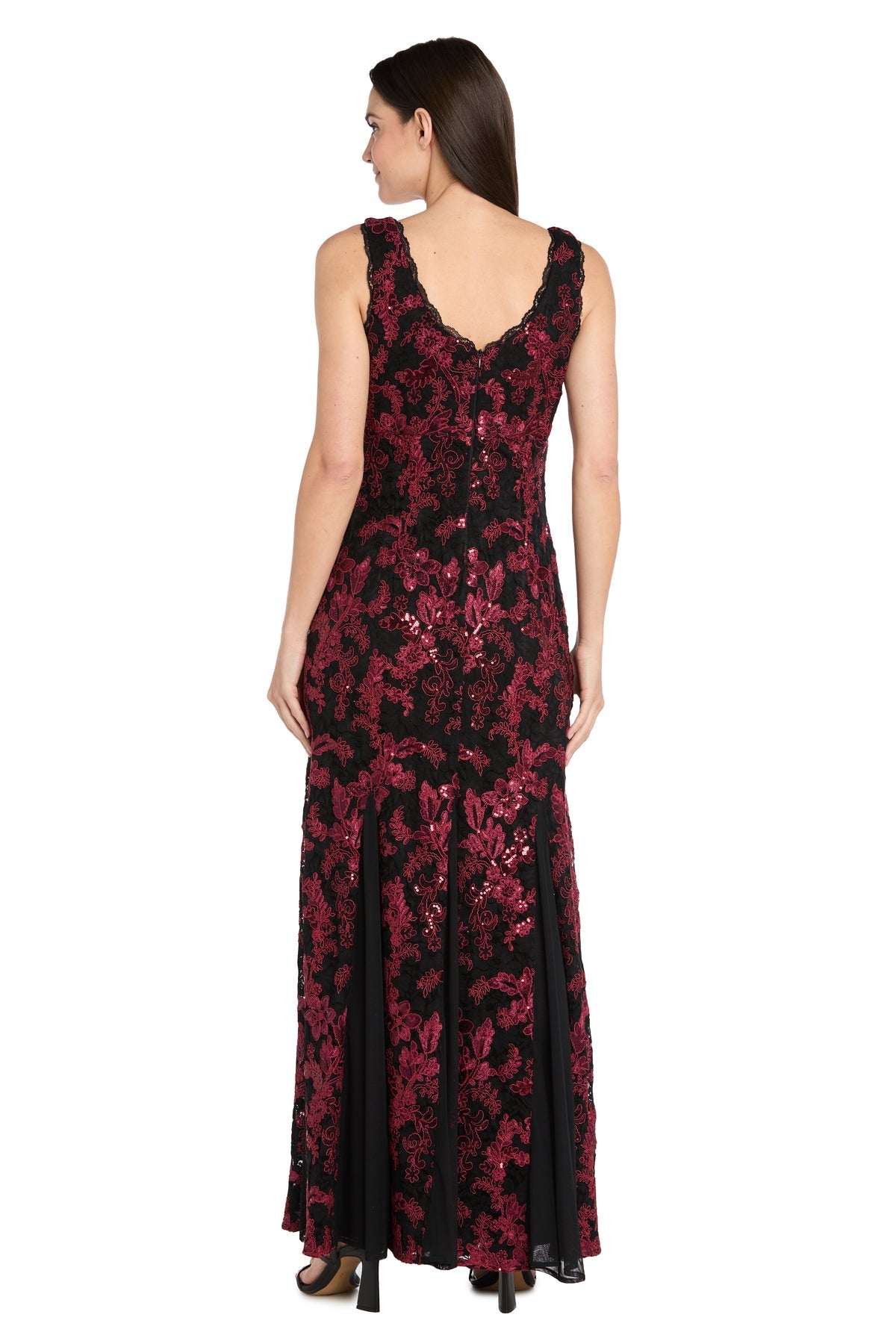 Prom Dresses Formal Long Lace Fitted Prom Dress Black/Wine