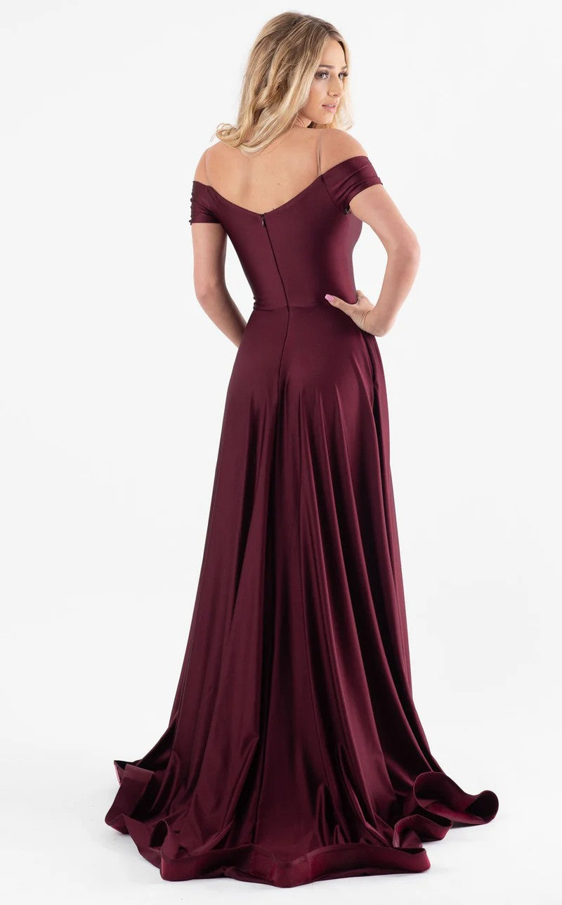 Prom Dresses Long Formal A Line Slit Evening Prom Dress Burgundy