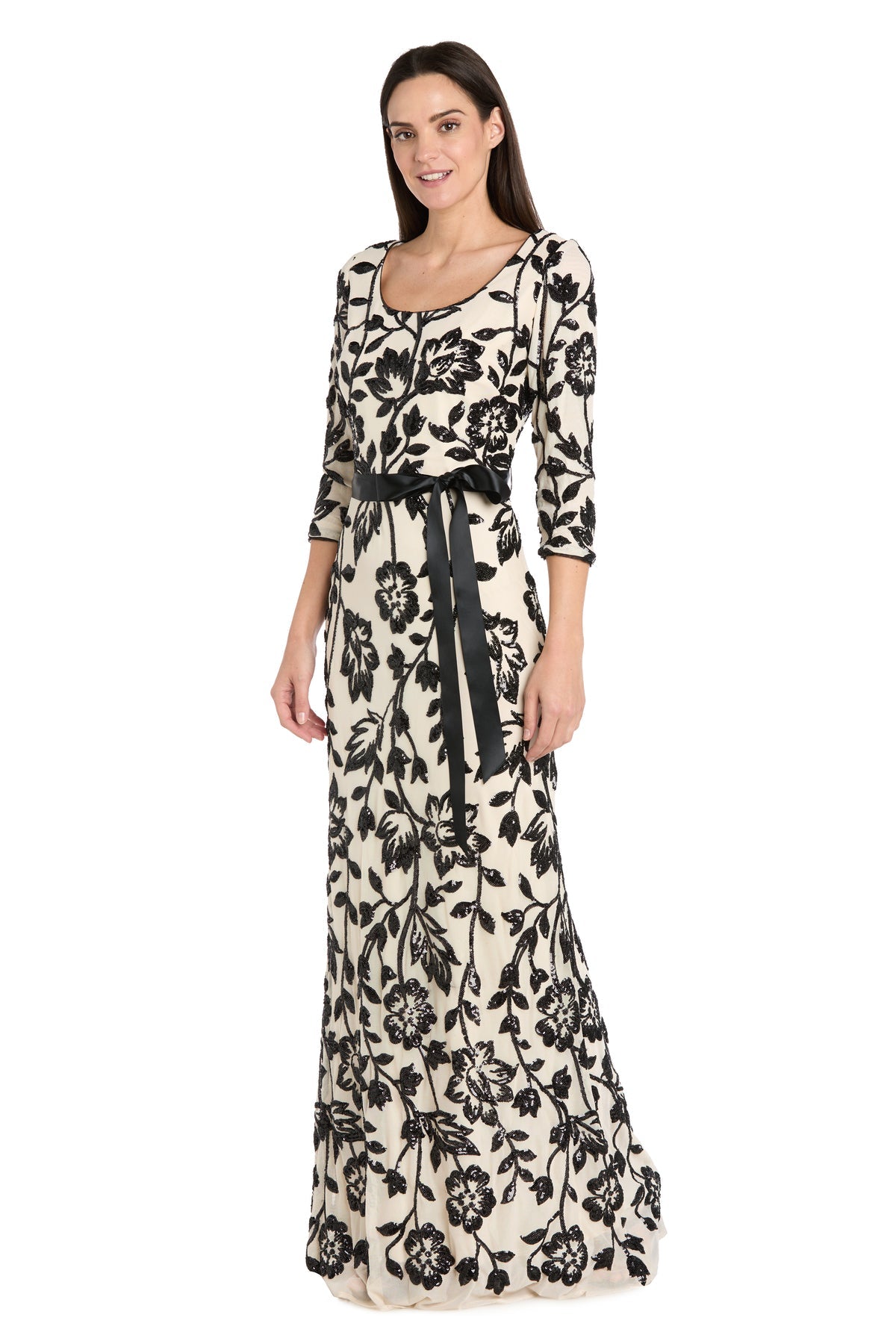 Mother of the Bride Dresses Long Formal Beaded Mother of the Bride Dress R&M Richards 3825 Champagne/Black