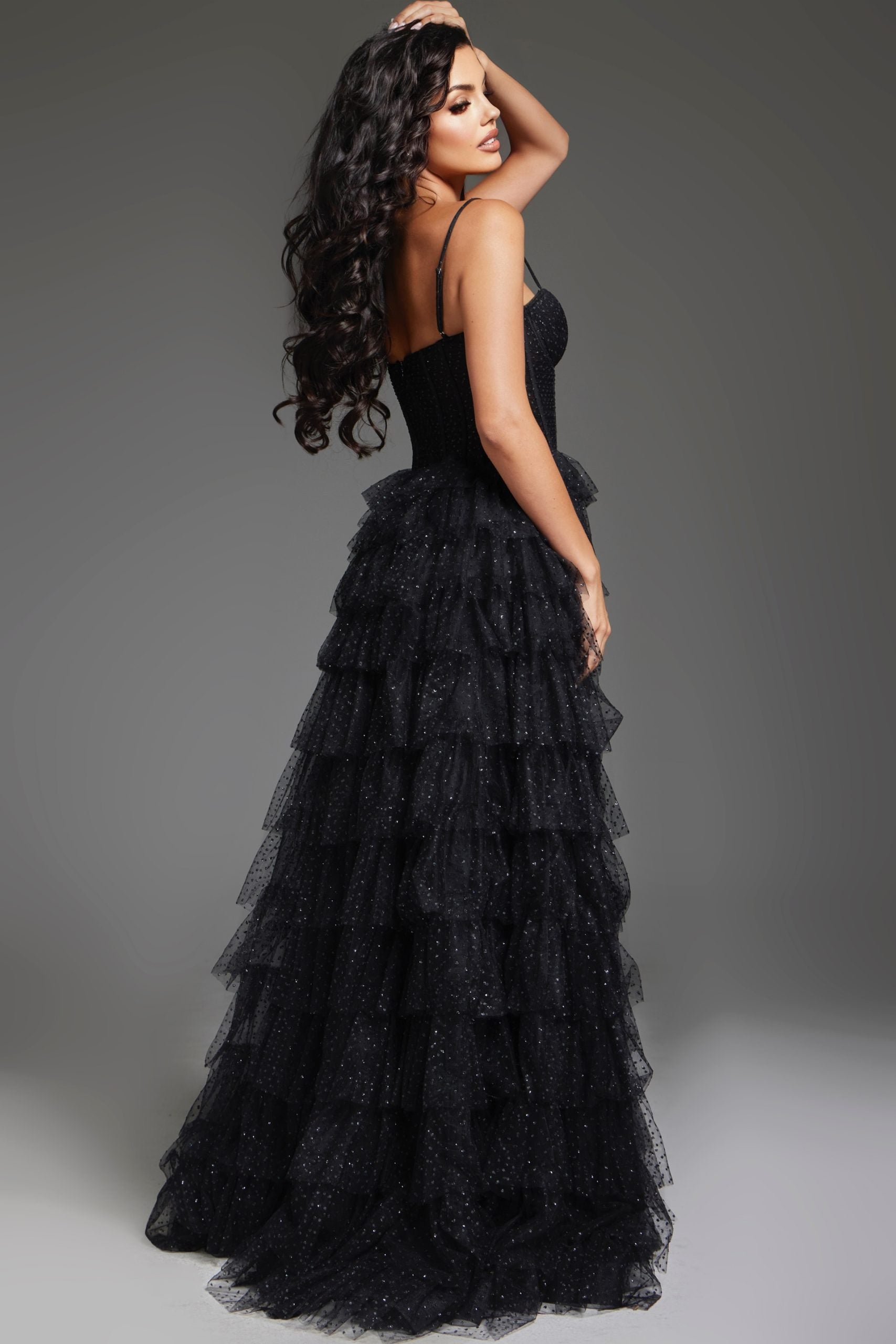 Prom Dresses Beaded Ball Gown Long Formal Corset Prom Dress Black