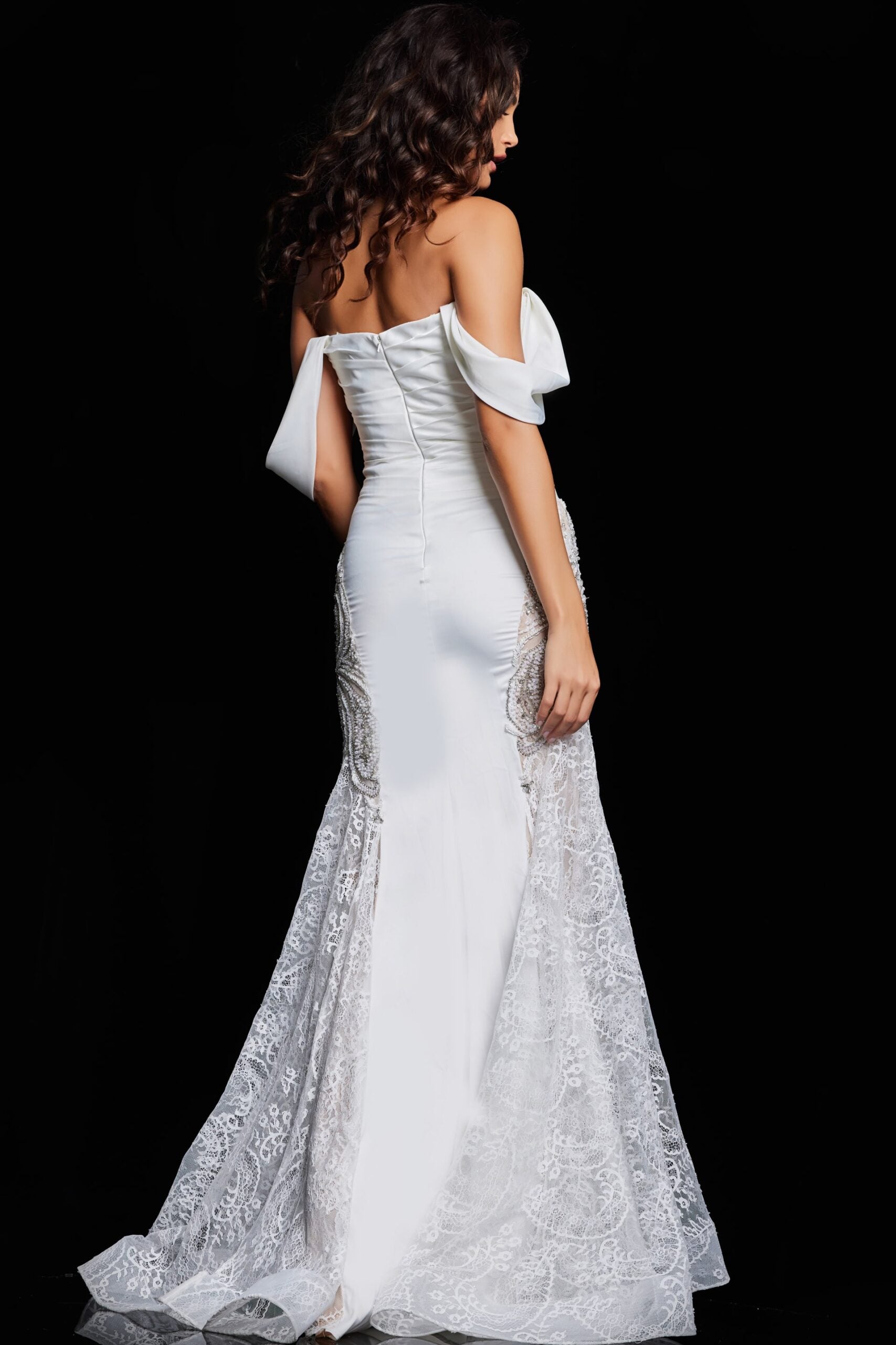 Prom Dresses Long Beaded Formal Evening mermaid Dress Ivory