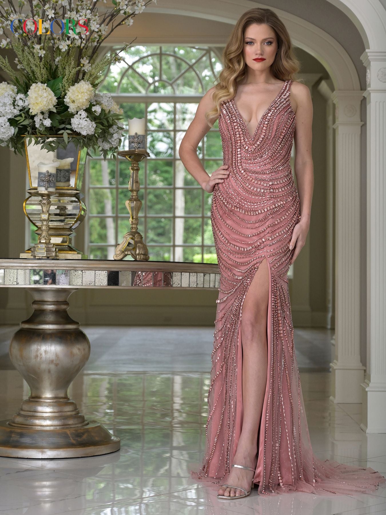 Prom Dresses Sequin Beaded Long Formal Prom Dress Terracota
