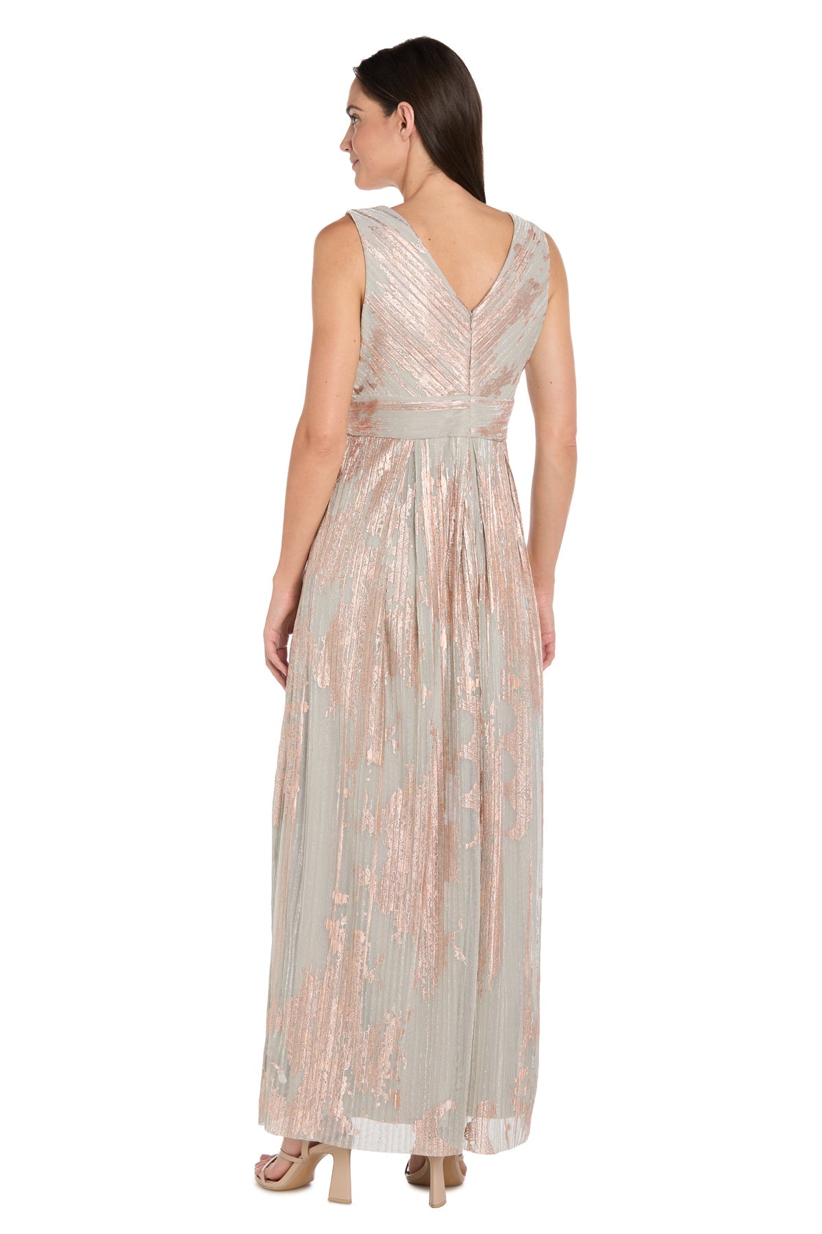 Formal Dresses Long Floral Print Prom Formal Dress Rose Gold