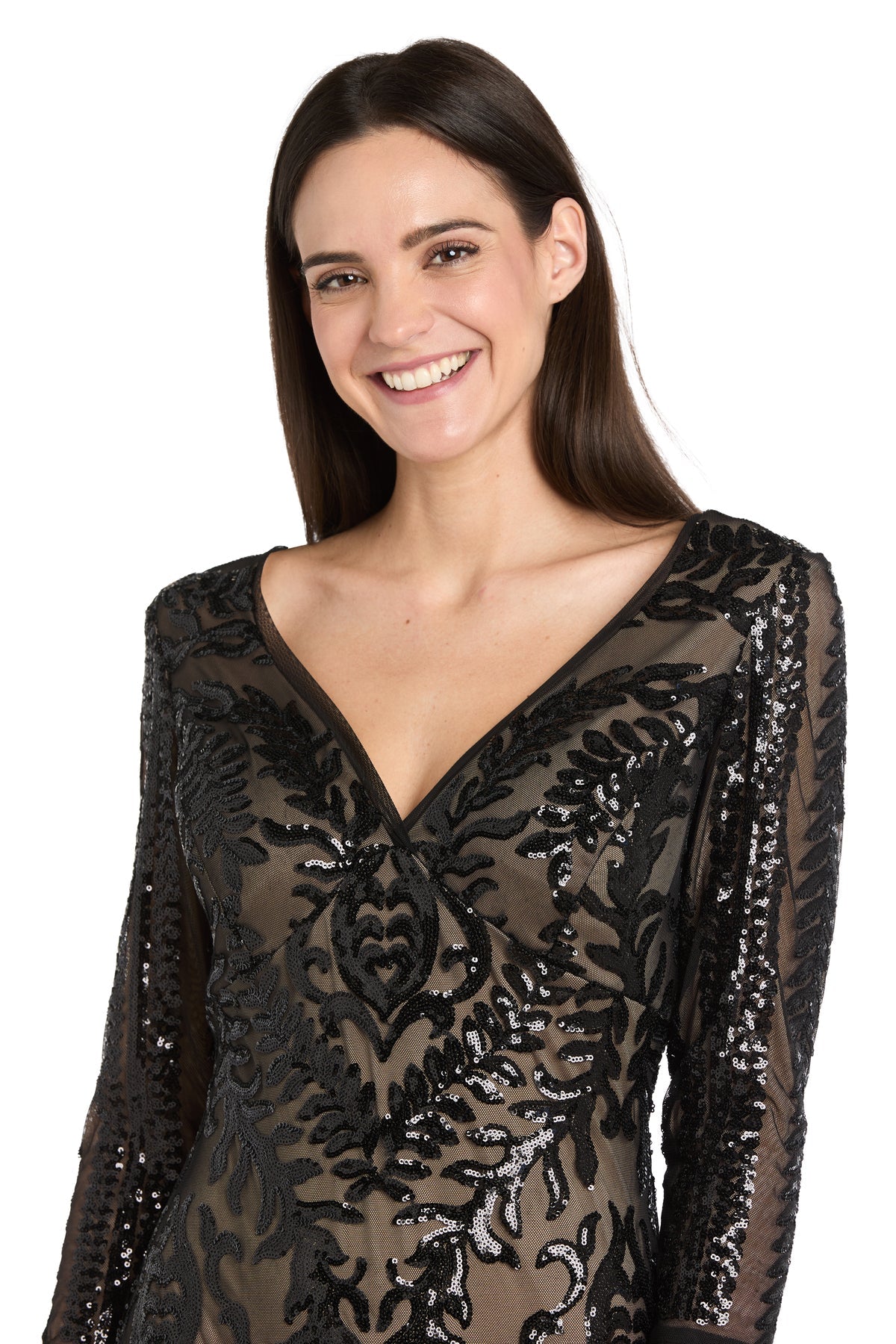 Mother of the Bride Dresses Long Sleeve Formal Mother of the Bride Dress Black/Nude