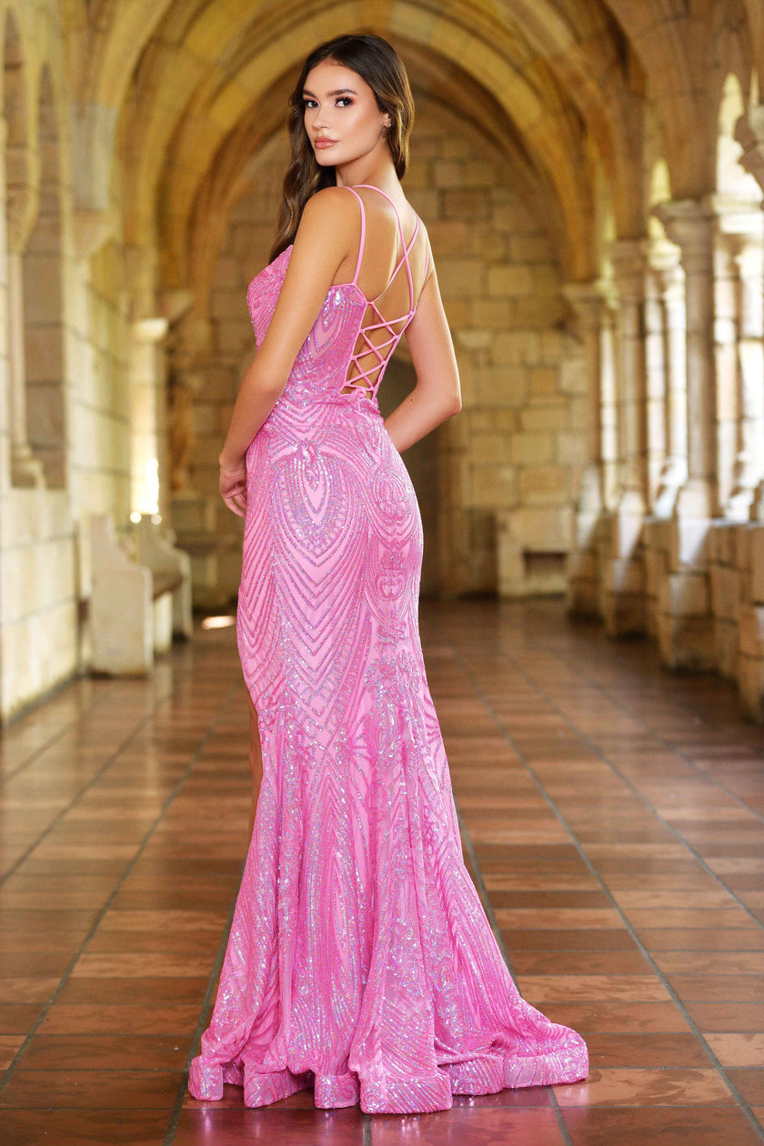 Prom Dresses Beaded Long Lace Formal Prom Mermaid Dress Pink