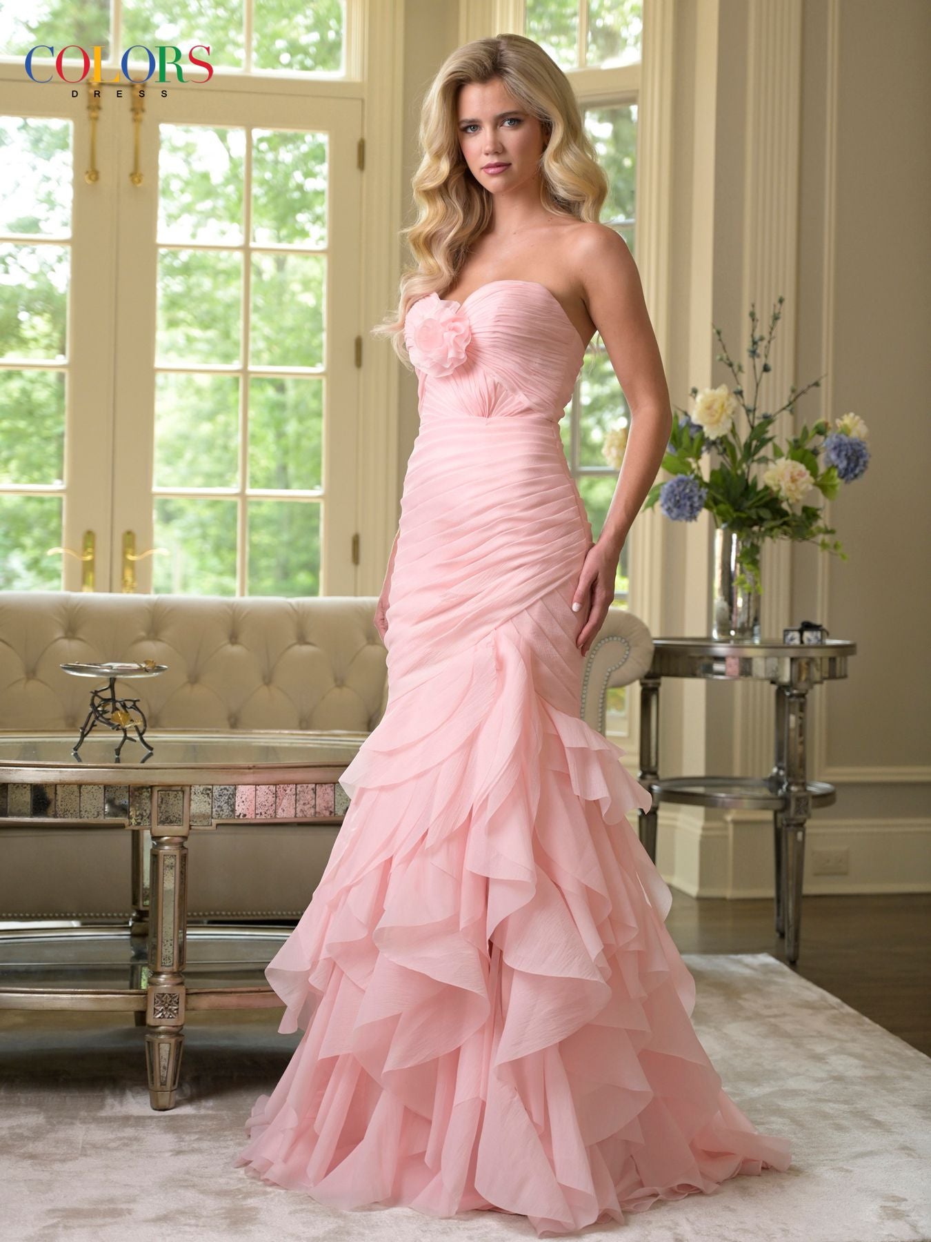 Prom Dresses Long Ruffle Formal Mermaid Prom Dress Blush