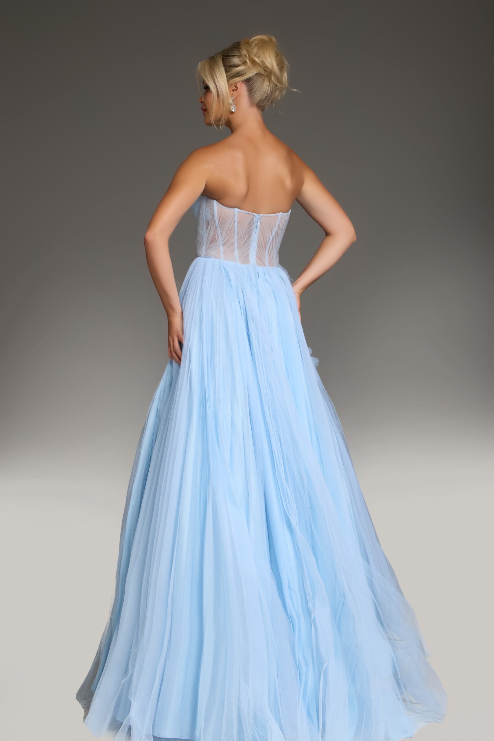 Prom Dresses Long Ball Gown Floral Corset Prom Dress Pale/Blue