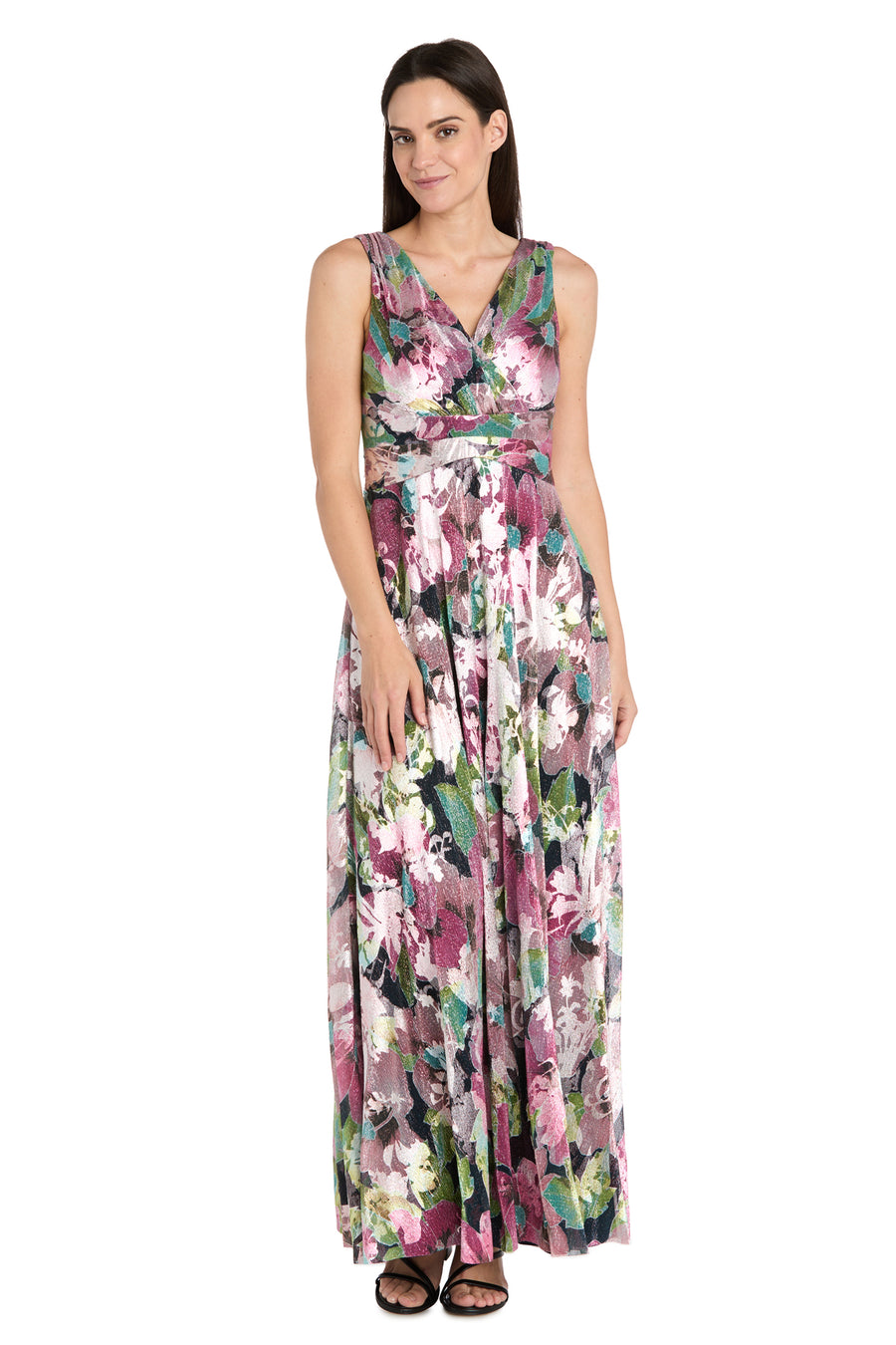 Formal Dresses Long Floral Print Evening Formal Dress R&M Richards 3897 Pink/Multi